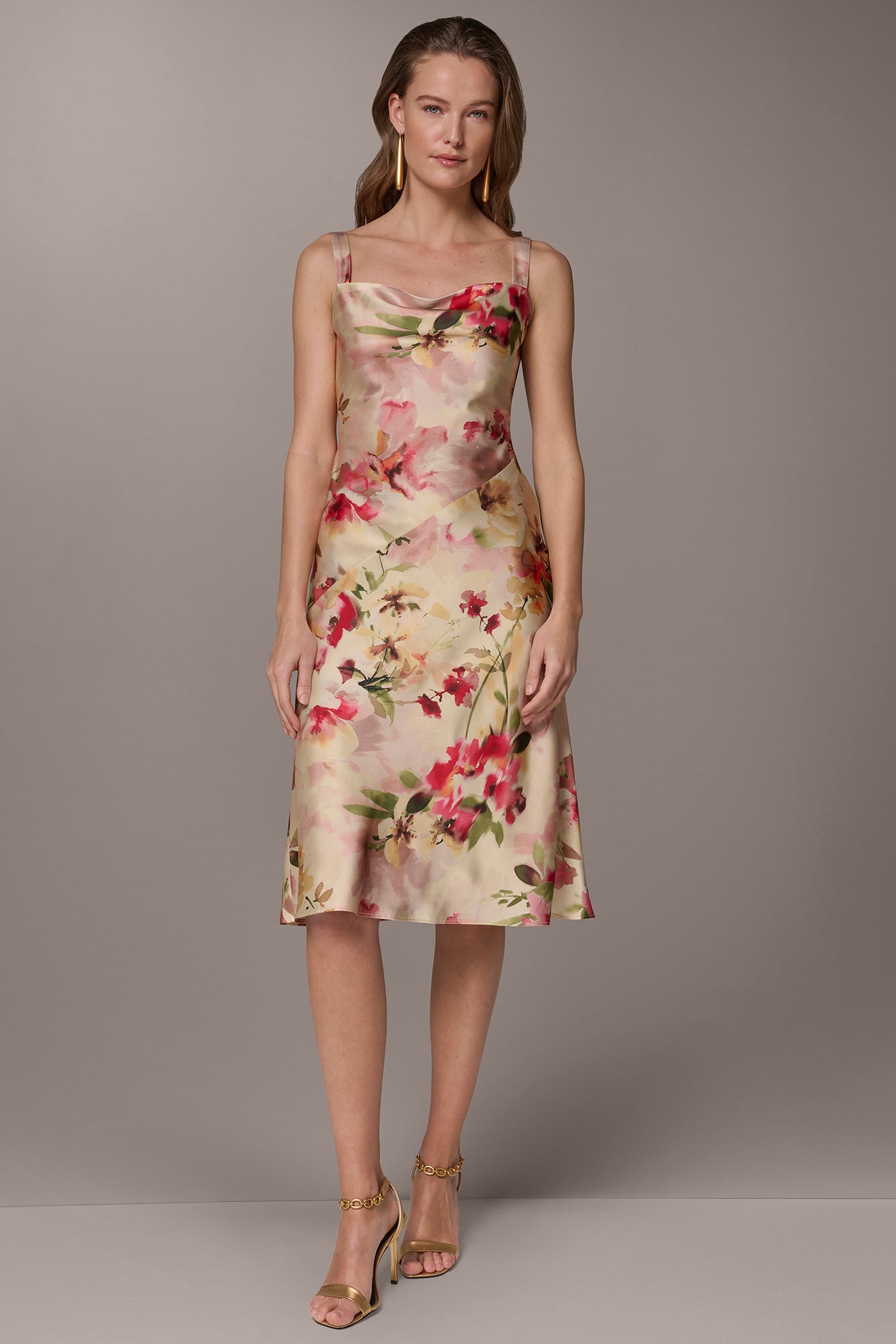 CHARMEUSE FLORAL MIDI SLIP DRESS | View 1 | All Products