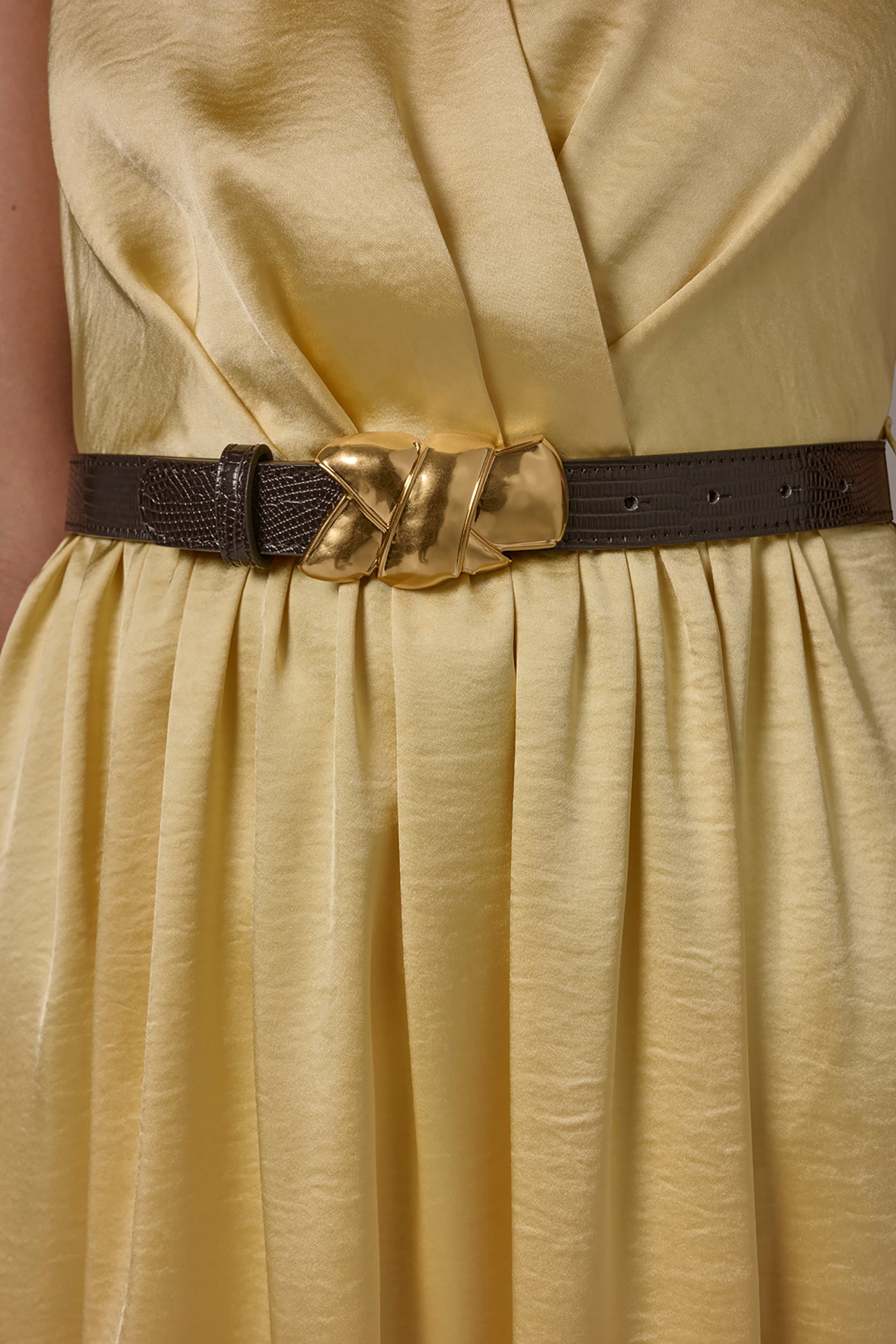 SATIN-JACQUARD WRAP-EFFECT MIDI HALTER DRESS VIEW 6 | New Dresses