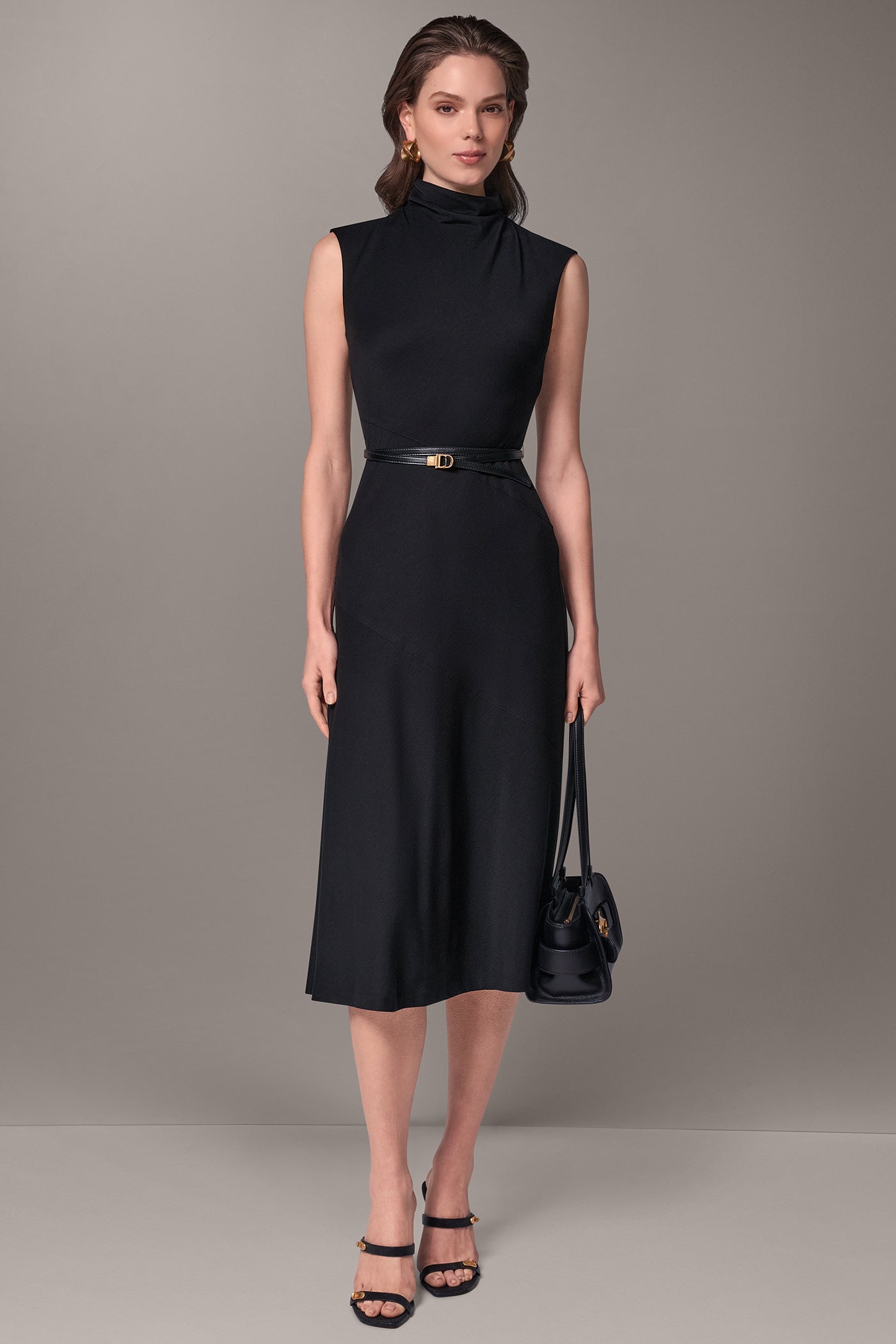 HIGH MOCK NECK MIDI DRESS
