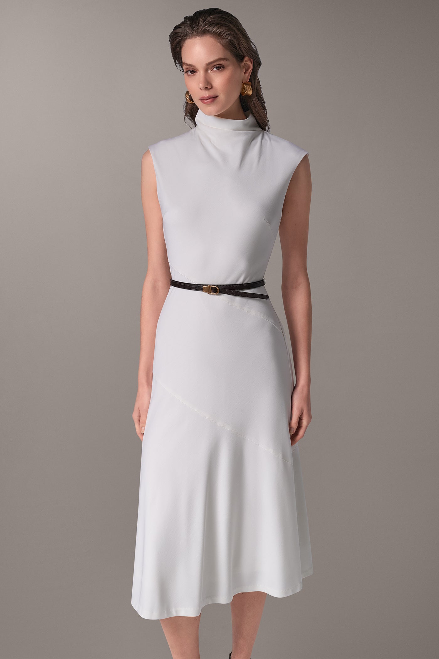 HIGH MOCK NECK MIDI DRESS VIEW 7
