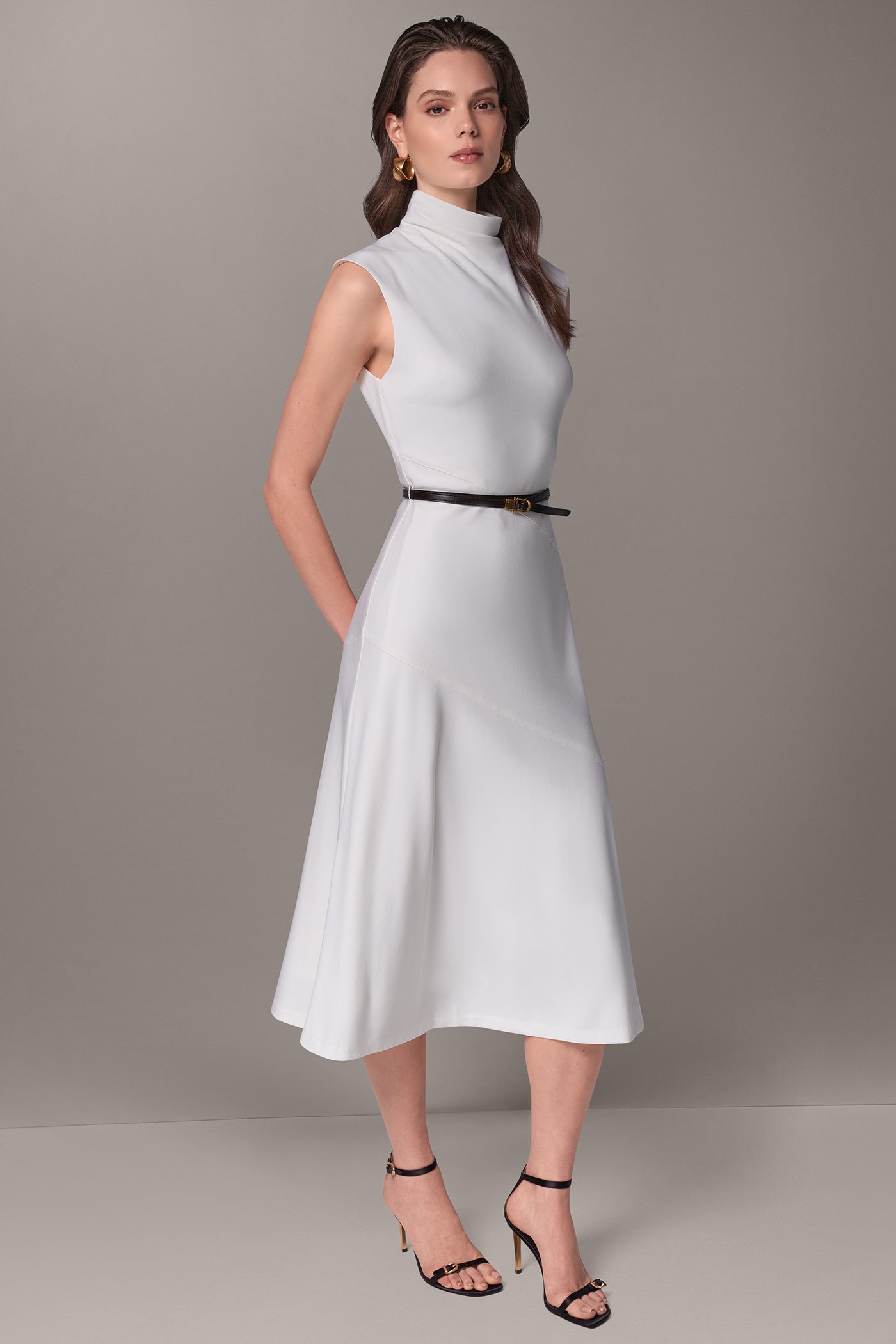 HIGH MOCK NECK MIDI DRESS VIEW 2