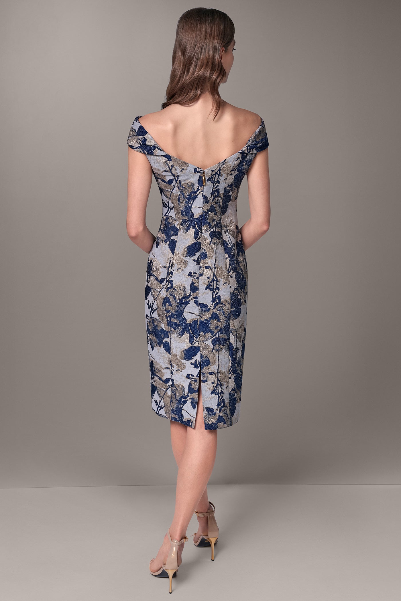 OFF THE SHOULDER BROCADE SHEATH (alternate view)