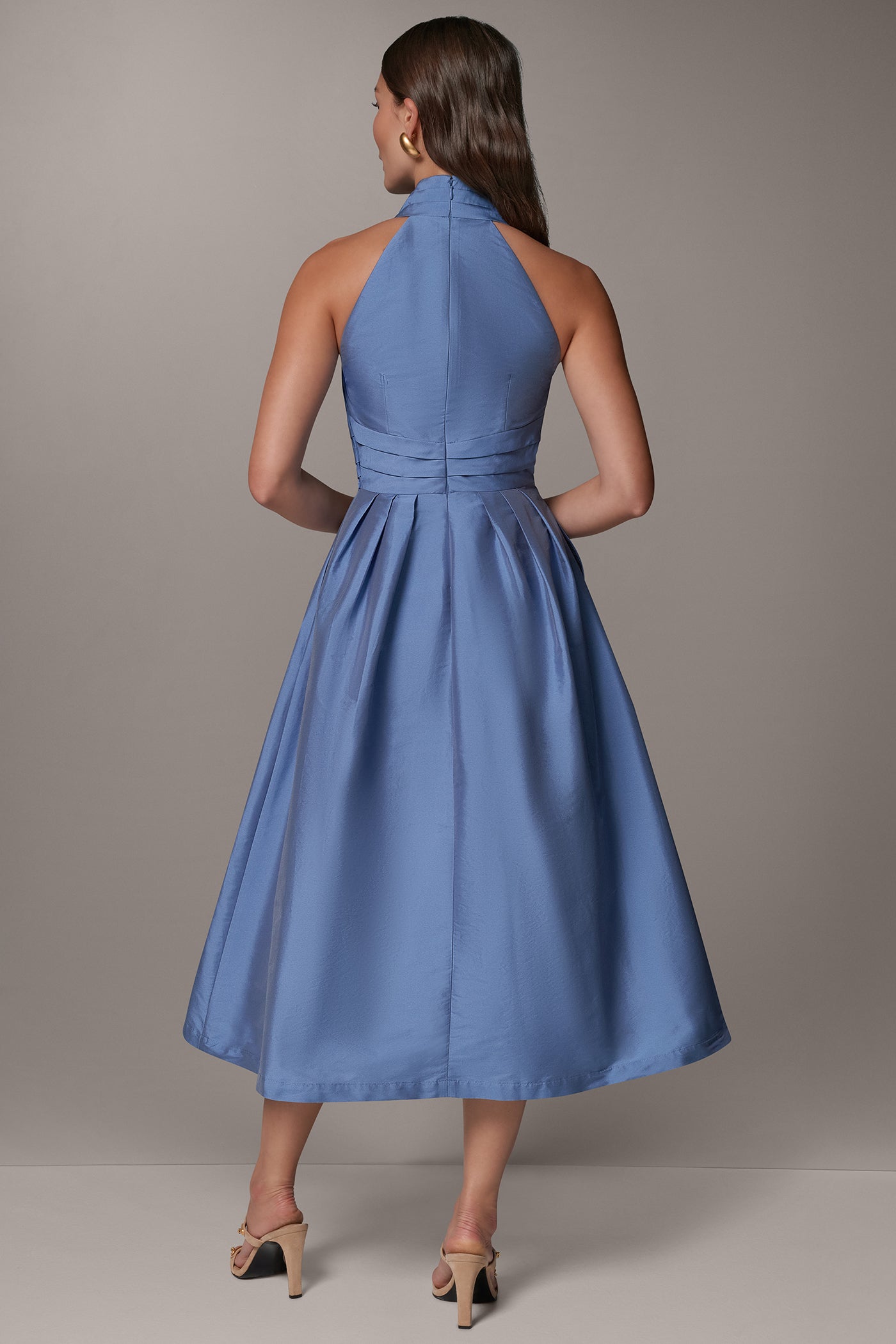 MIDI HALTER V-NECK DRESS VIEW 3