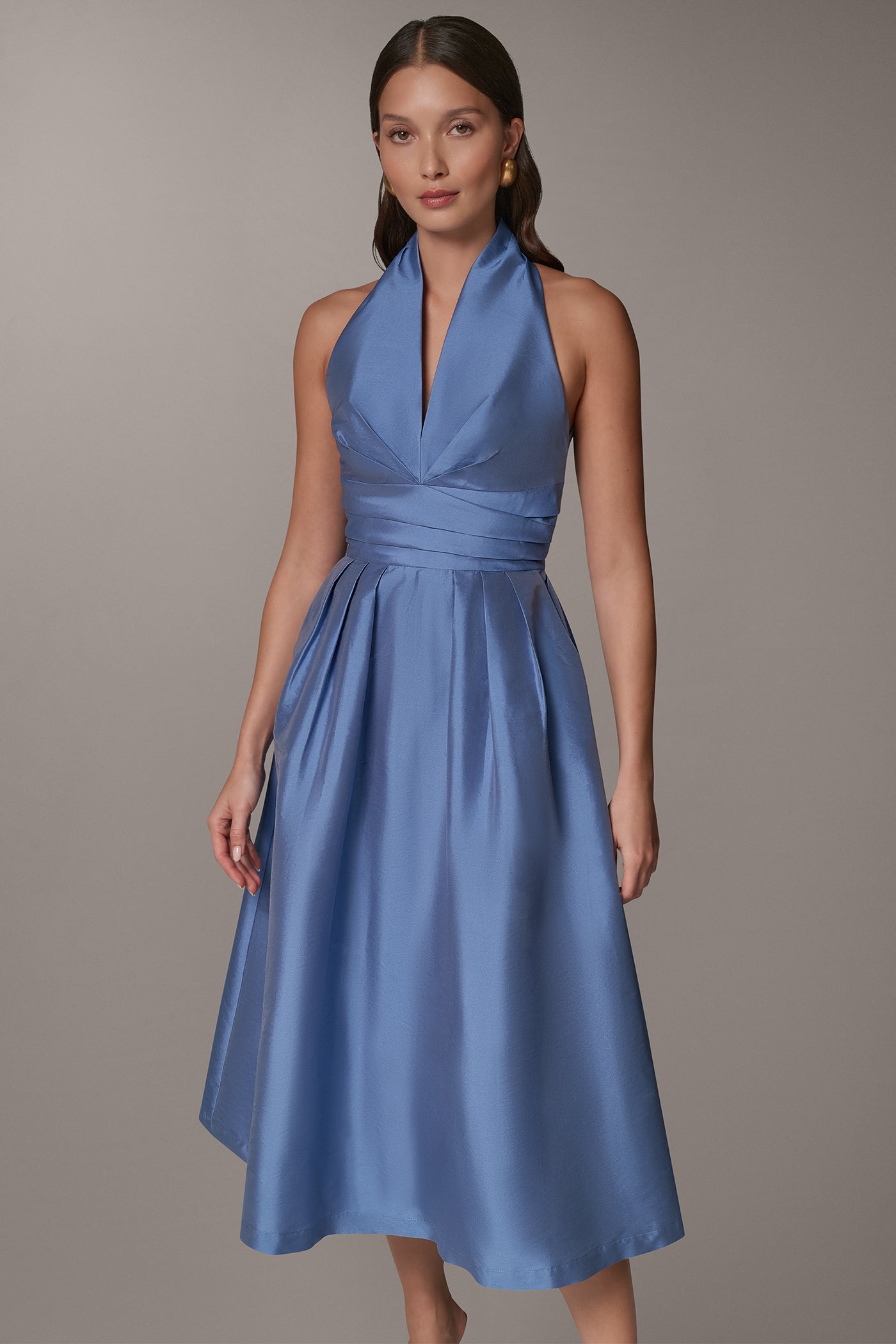 MIDI HALTER V-NECK DRESS VIEW 7