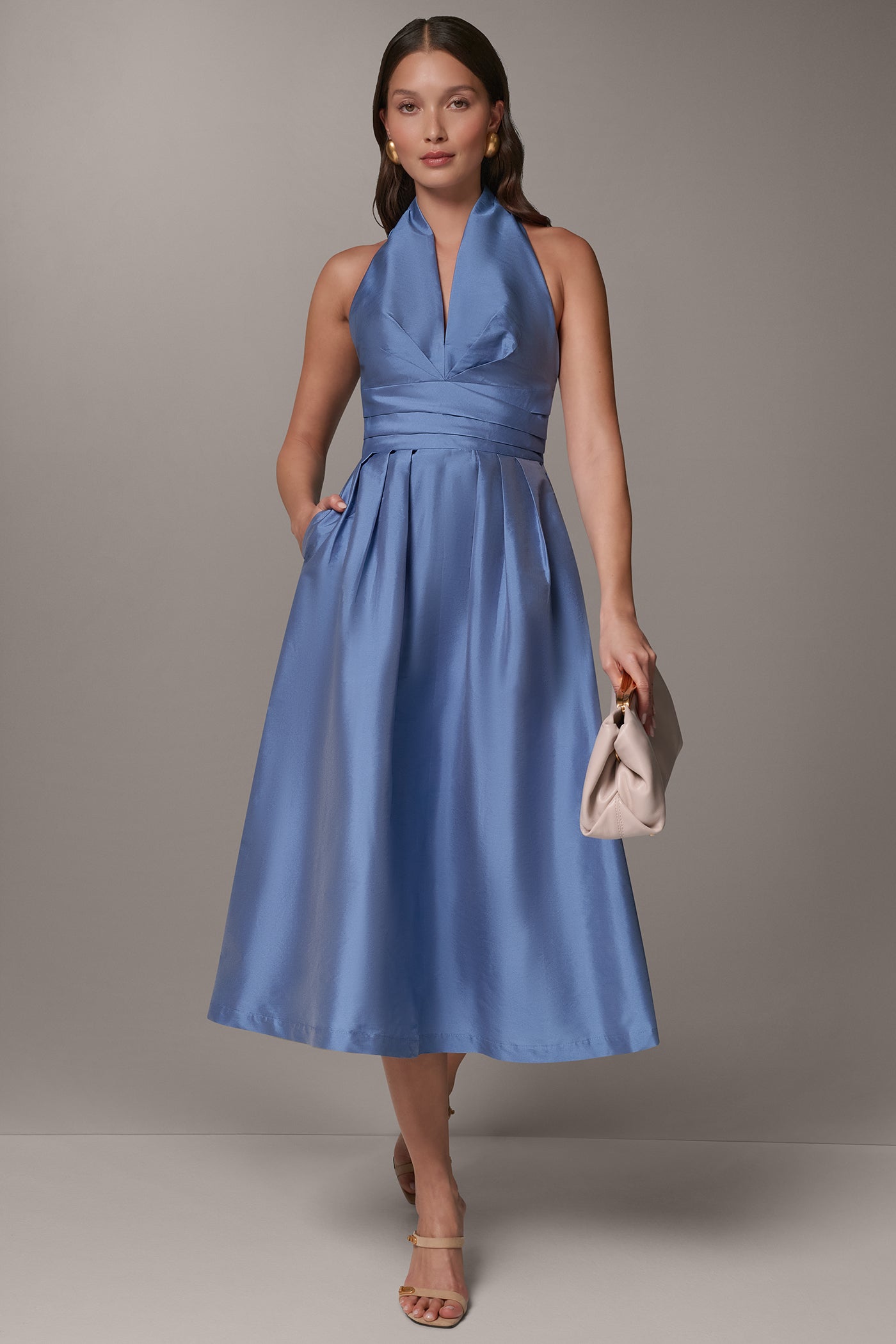 MIDI HALTER V-NECK DRESS