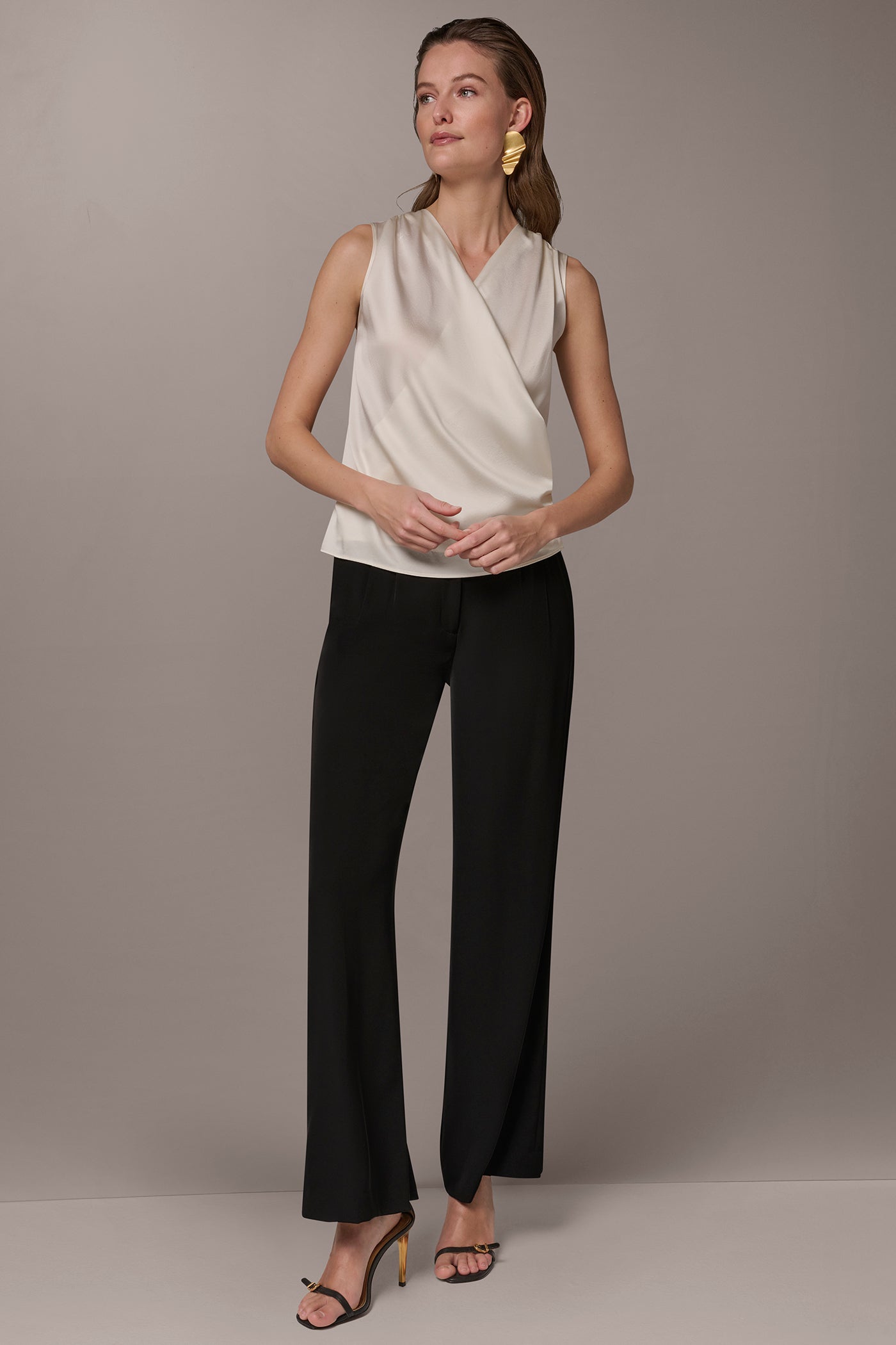 STRETCH-SILK WRAP-EFFECT BLOUSE VIEW 7 | Tops