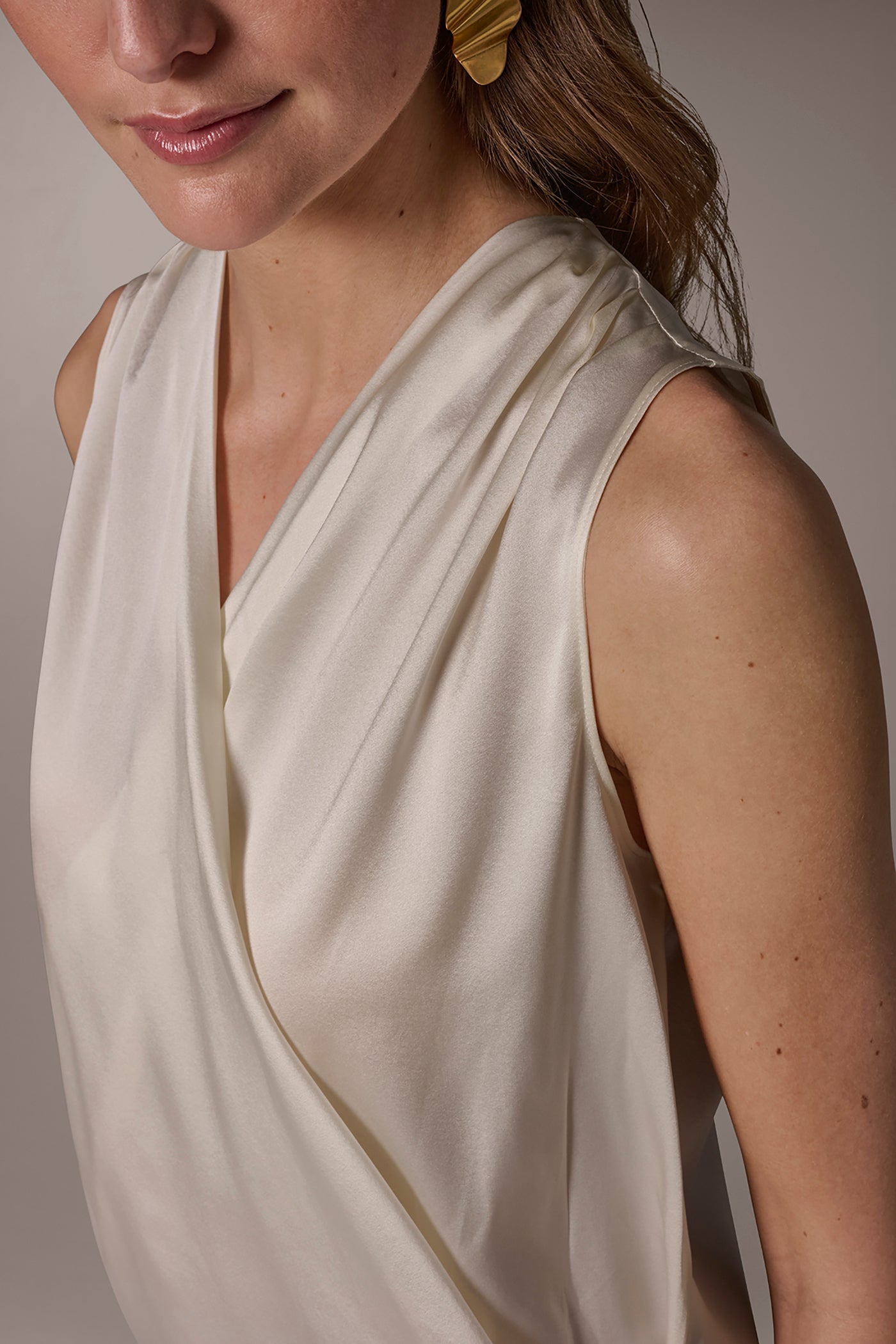 STRETCH-SILK WRAP-EFFECT BLOUSE VIEW 4 | Tops