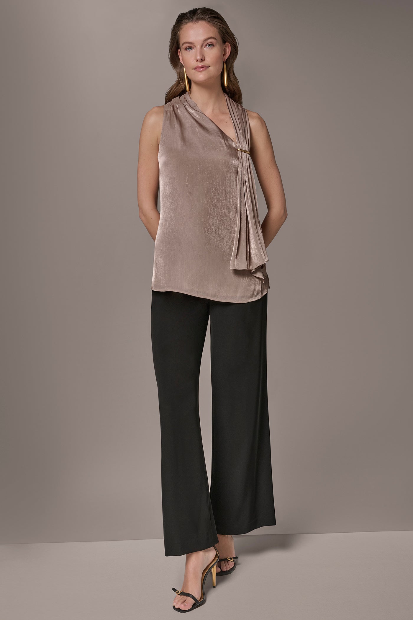 METALLIC ASYMMETRIC SCARF HALTER BLOUSE VIEW 7 | New clothing