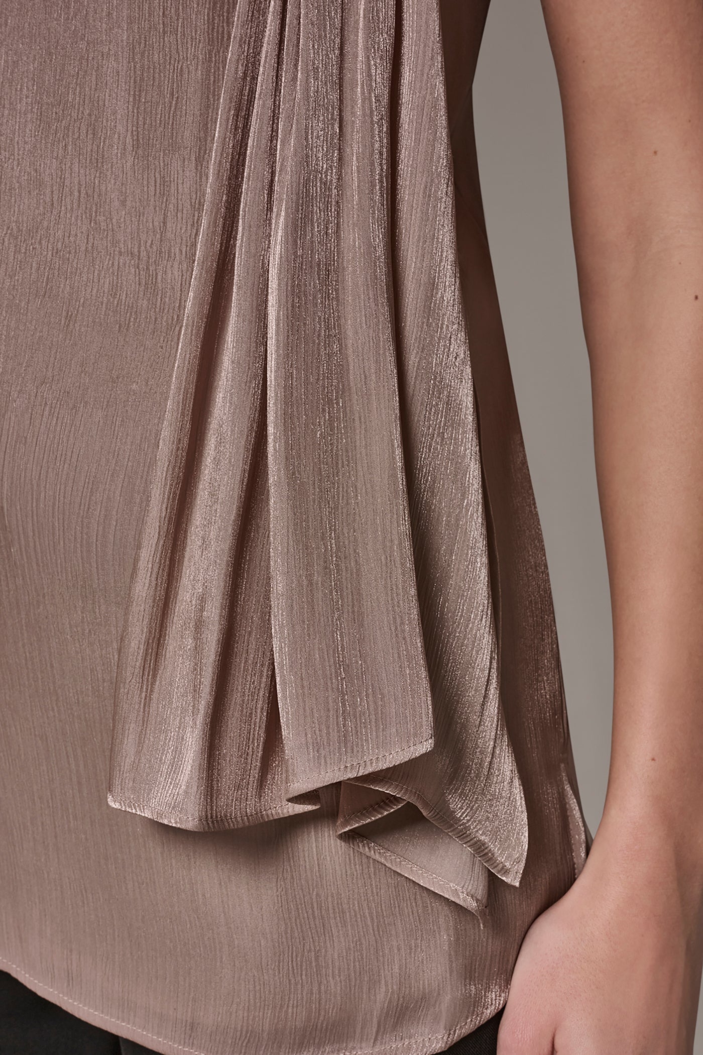 METALLIC ASYMMETRIC SCARF HALTER BLOUSE VIEW 5 | New clothing