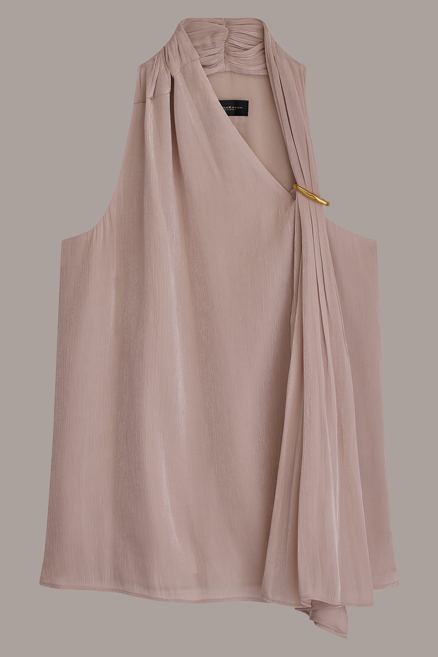 METALLIC ASYMMETRIC SCARF HALTER BLOUSE VIEW 8 | New clothing