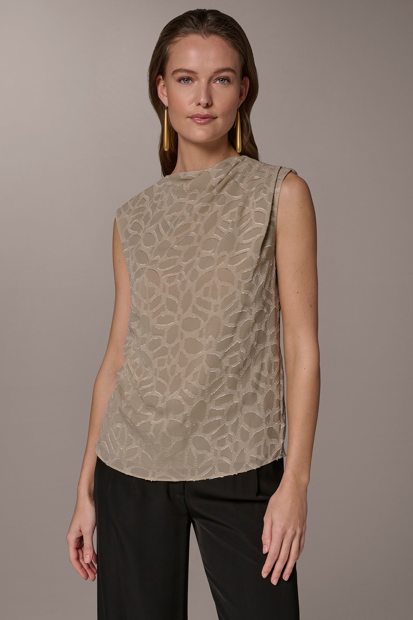 JACQUARD HIGH MOCK NECK BLOUSE | View 1 | New clothing