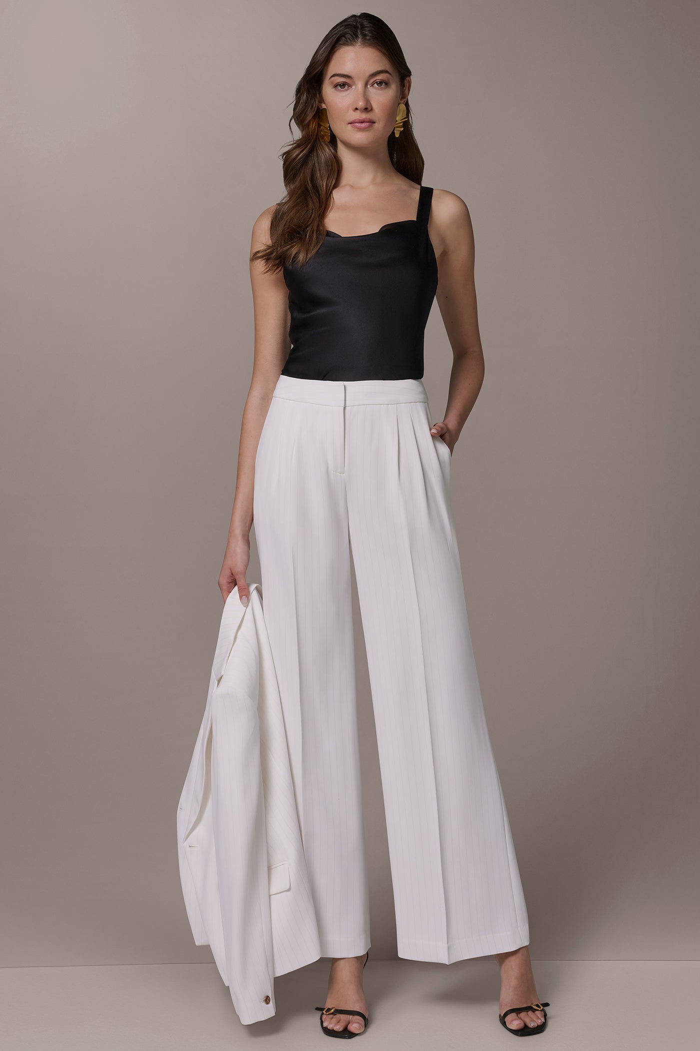 MID-RISE PINSTRIPE WIDE-LEG SUIT PANT VIEW 6 | New clothing