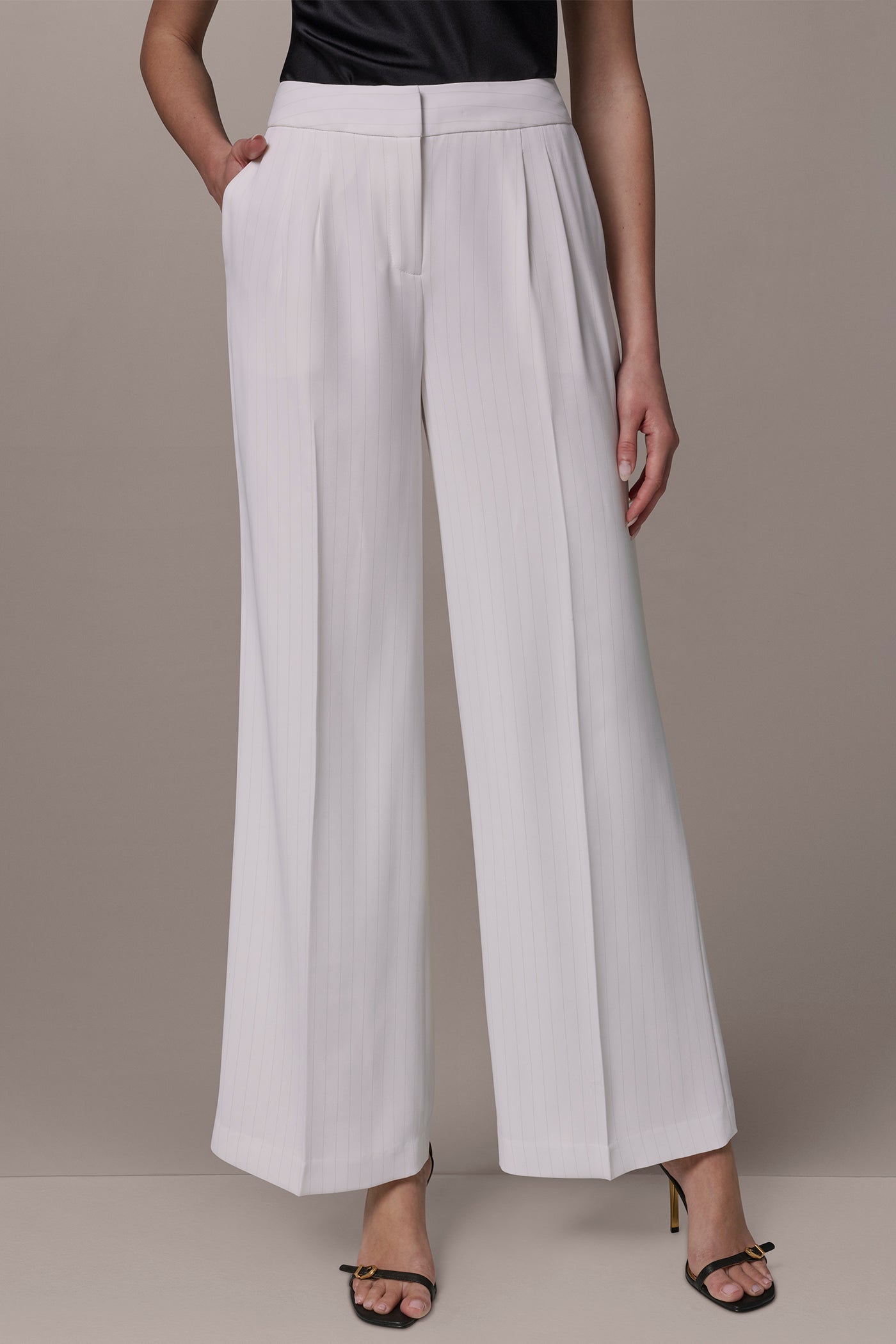 Donna Karan New York Women's High-Waist Wide Leg Pants - Cream/tusc