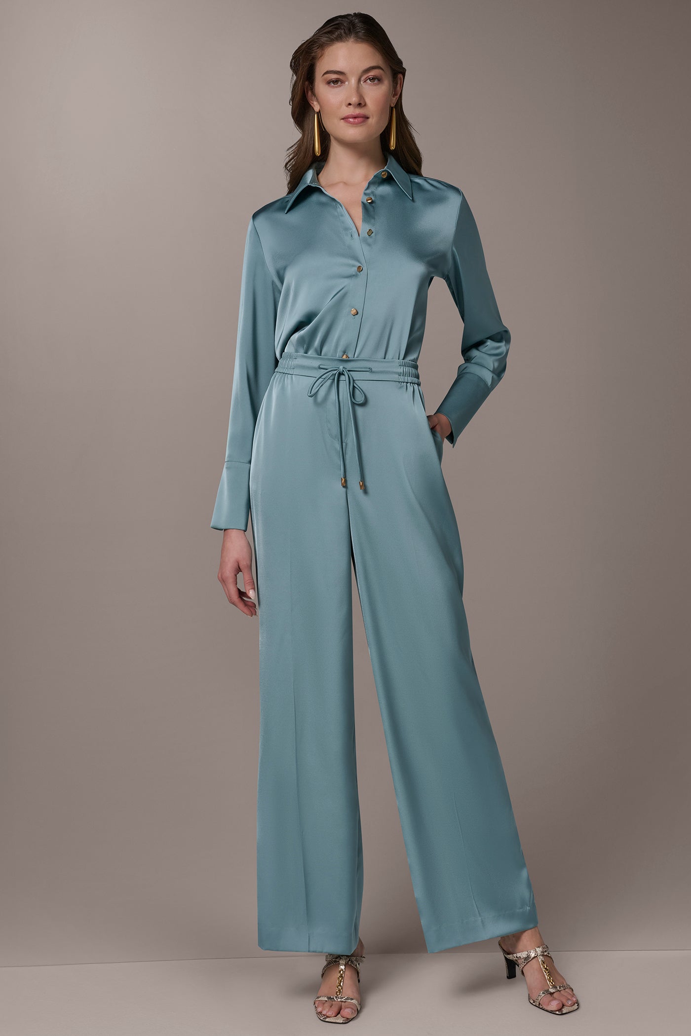 SATIN HIGH-RISE WIDE-LEG PANT VIEW 7 | Pants