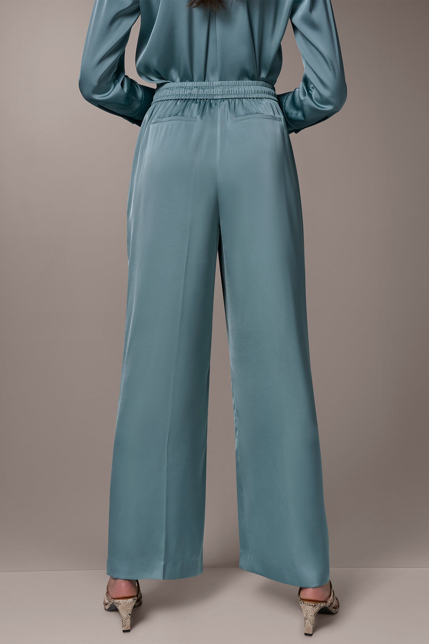 SATIN HIGH-RISE WIDE-LEG PANT | View 2 | Pants