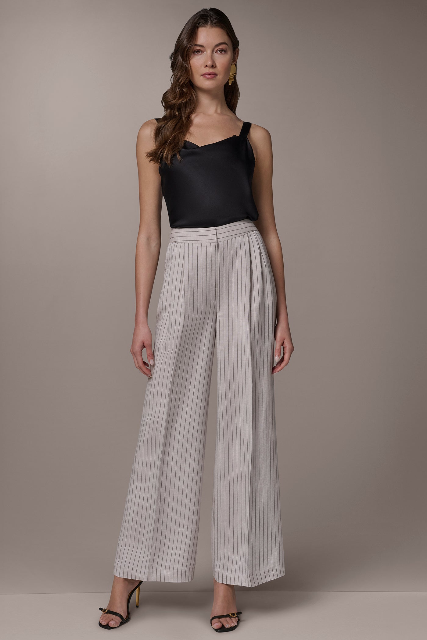 MID-RISE PINSTRIPE PLEATED WIDE-LEG PANT VIEW 6 | Suits and Separates