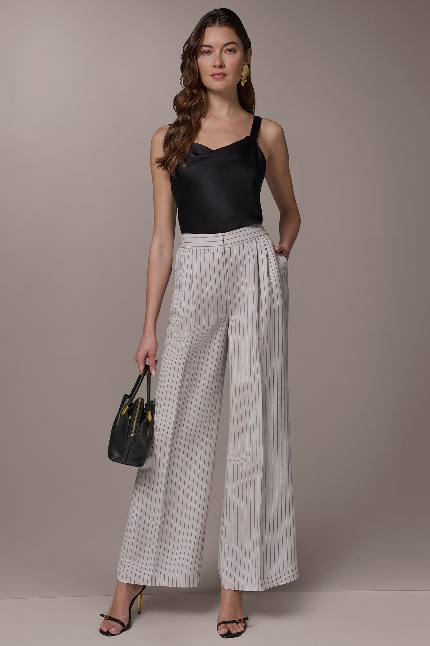 MID-RISE PINSTRIPE PLEATED WIDE-LEG PANT VIEW 7 | Suits and Separates