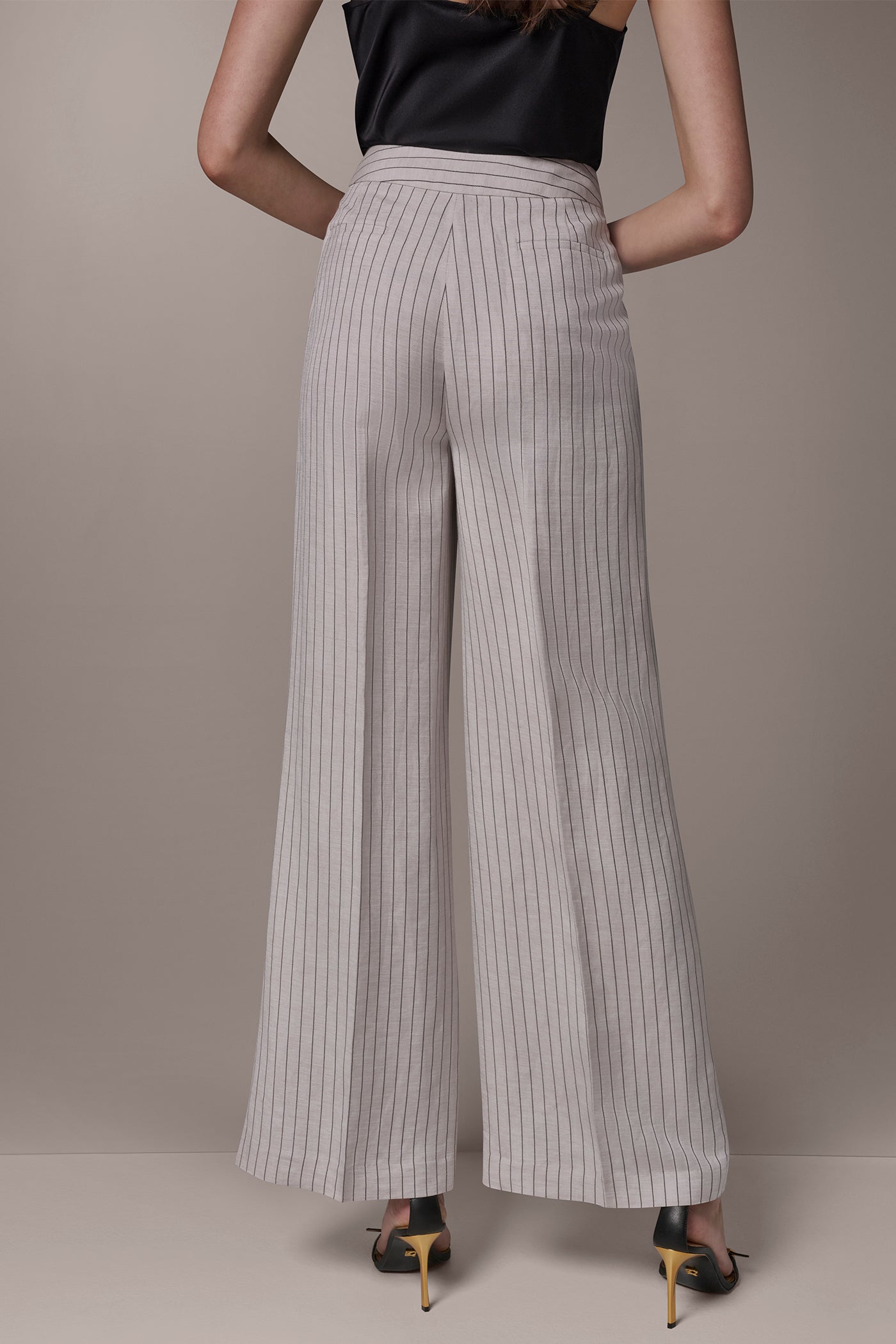MID-RISE PINSTRIPE PLEATED WIDE-LEG PANT | View 2 | Suits and Separates