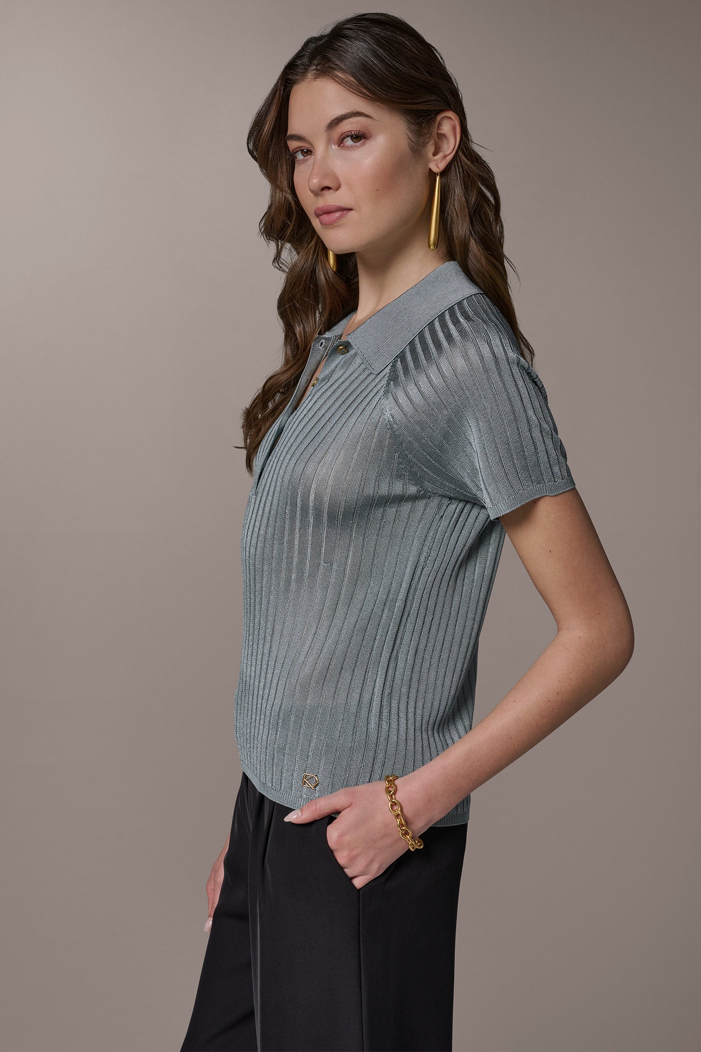 RIB-KNIT POLO SWEATER VIEW 3 | New Arrivals