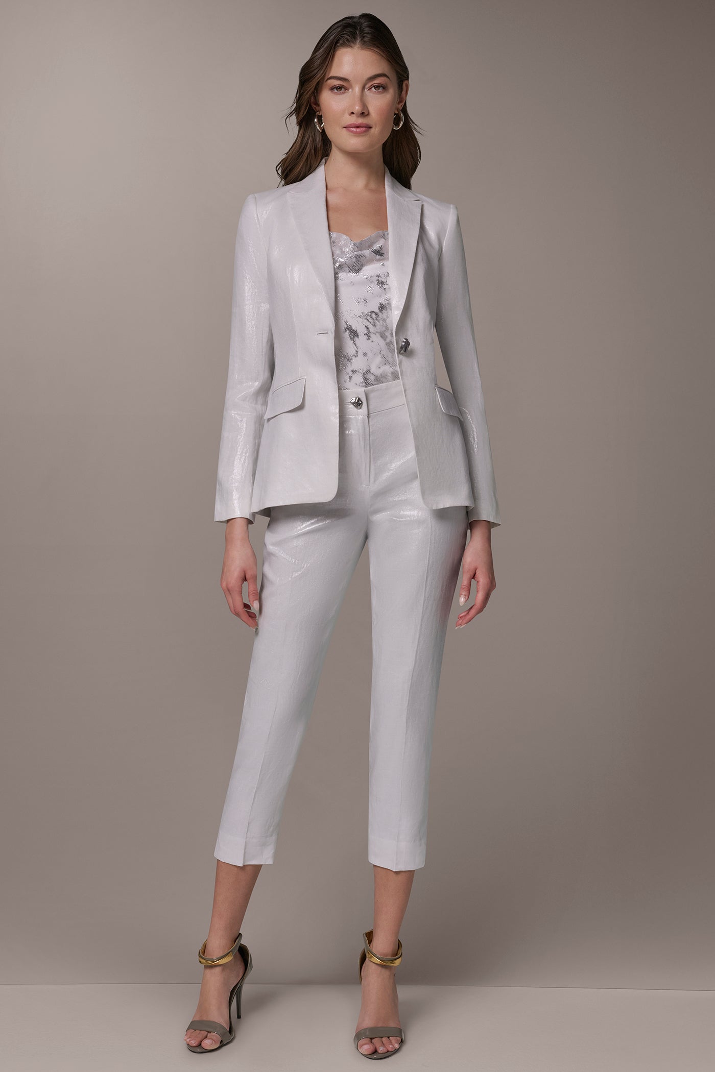 FOILED LINEN ONE-BUTTON SUIT BLAZER VIEW 9 | New Arrivals