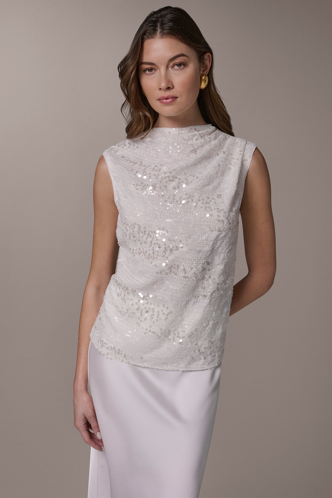 TEXTURED GATHERED SHOULDER BLOUSE | View 1 | Clothing