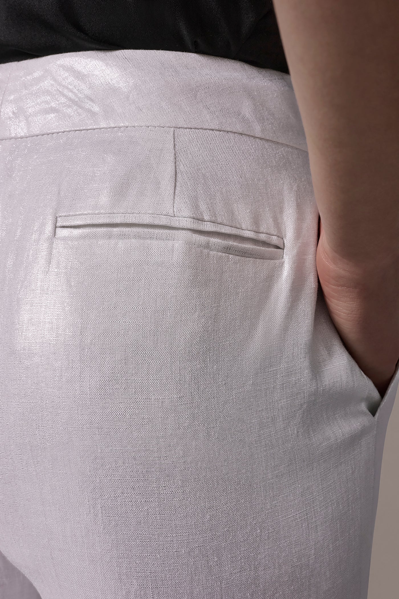 FOILED LINEN MID-RISE STRAIGHT ANKLE PANT VIEW 6 | New Arrivals