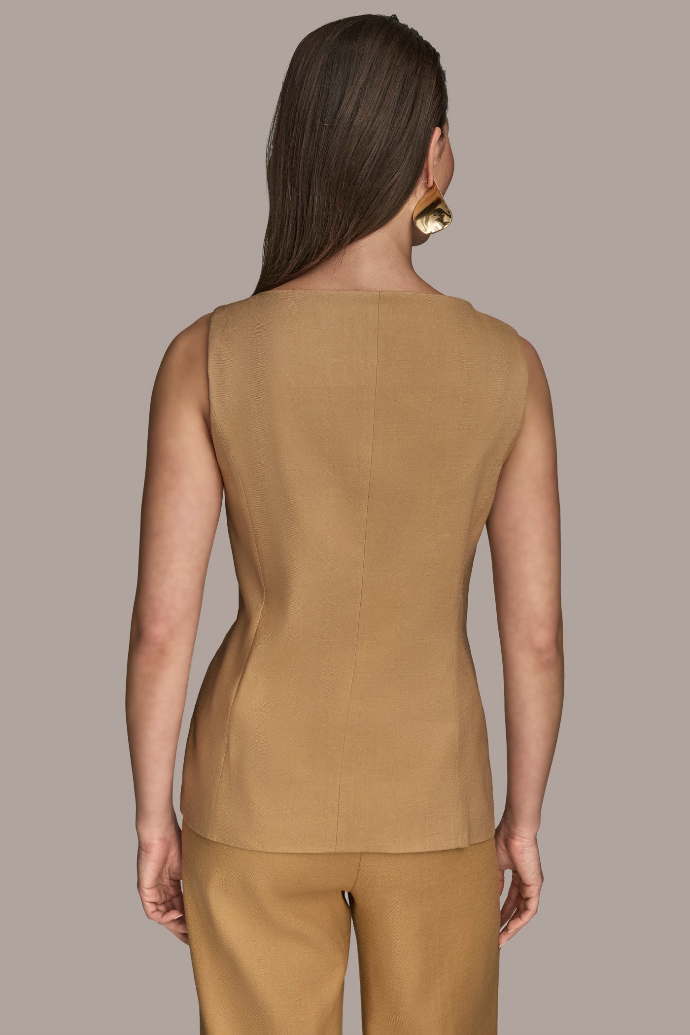 LINEN-BLEND BOAT-NECK VEST | View 2 | Tops