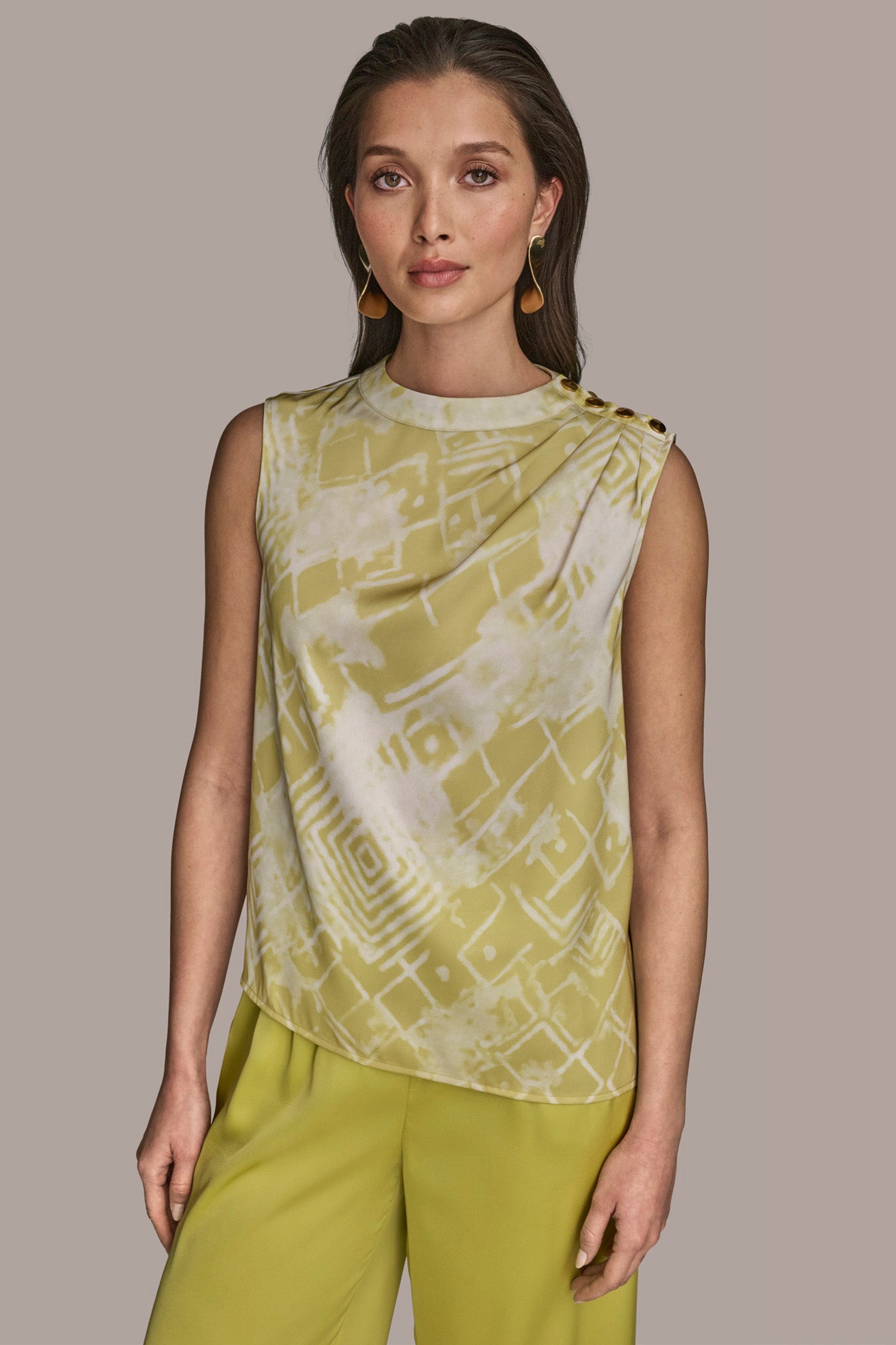 BUTTON-EMBELLISHED SHOULDER TOP | View 1 | Tops