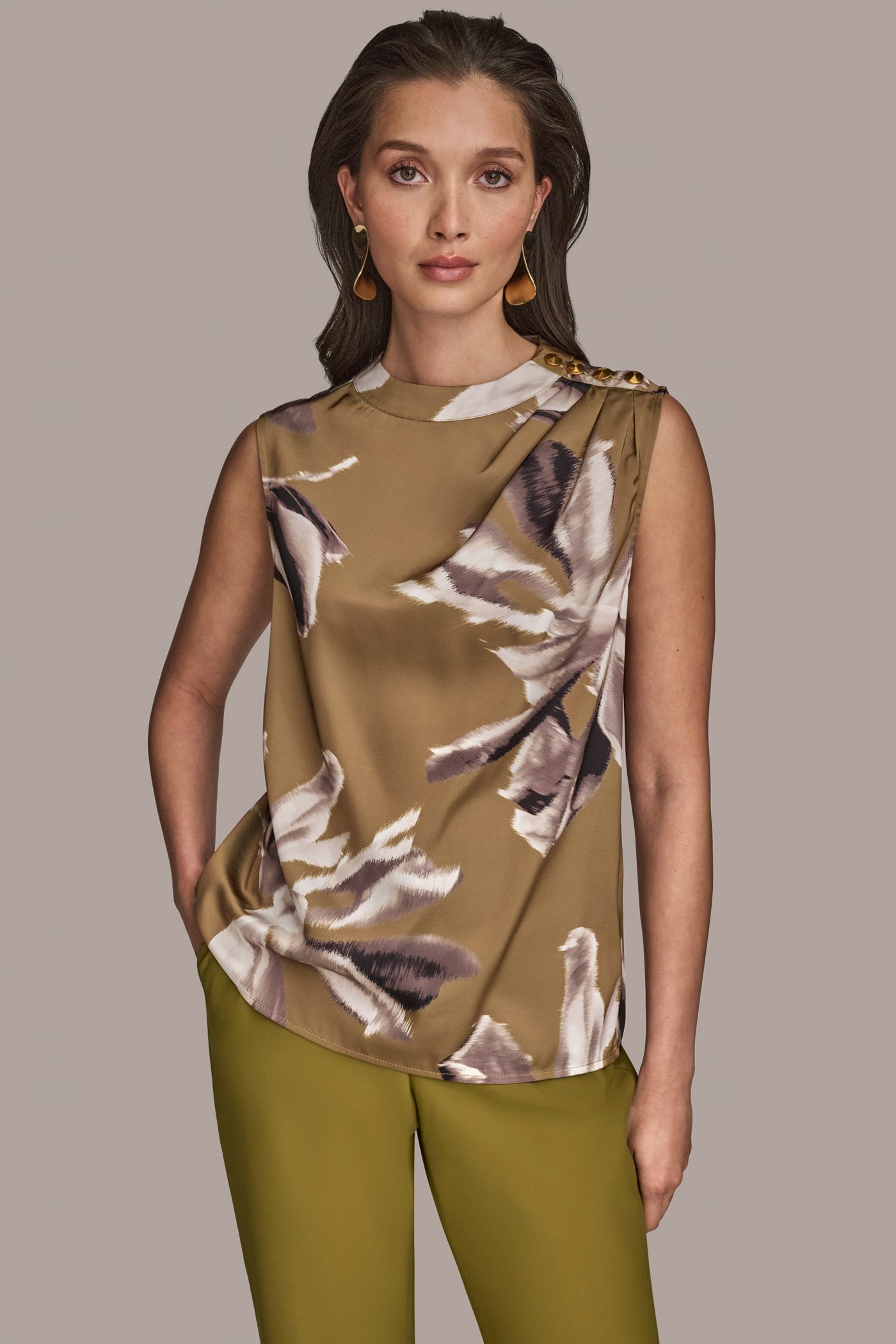 BUTTON-EMBELLISHED SHOULDER TOP | View 1 | Tops