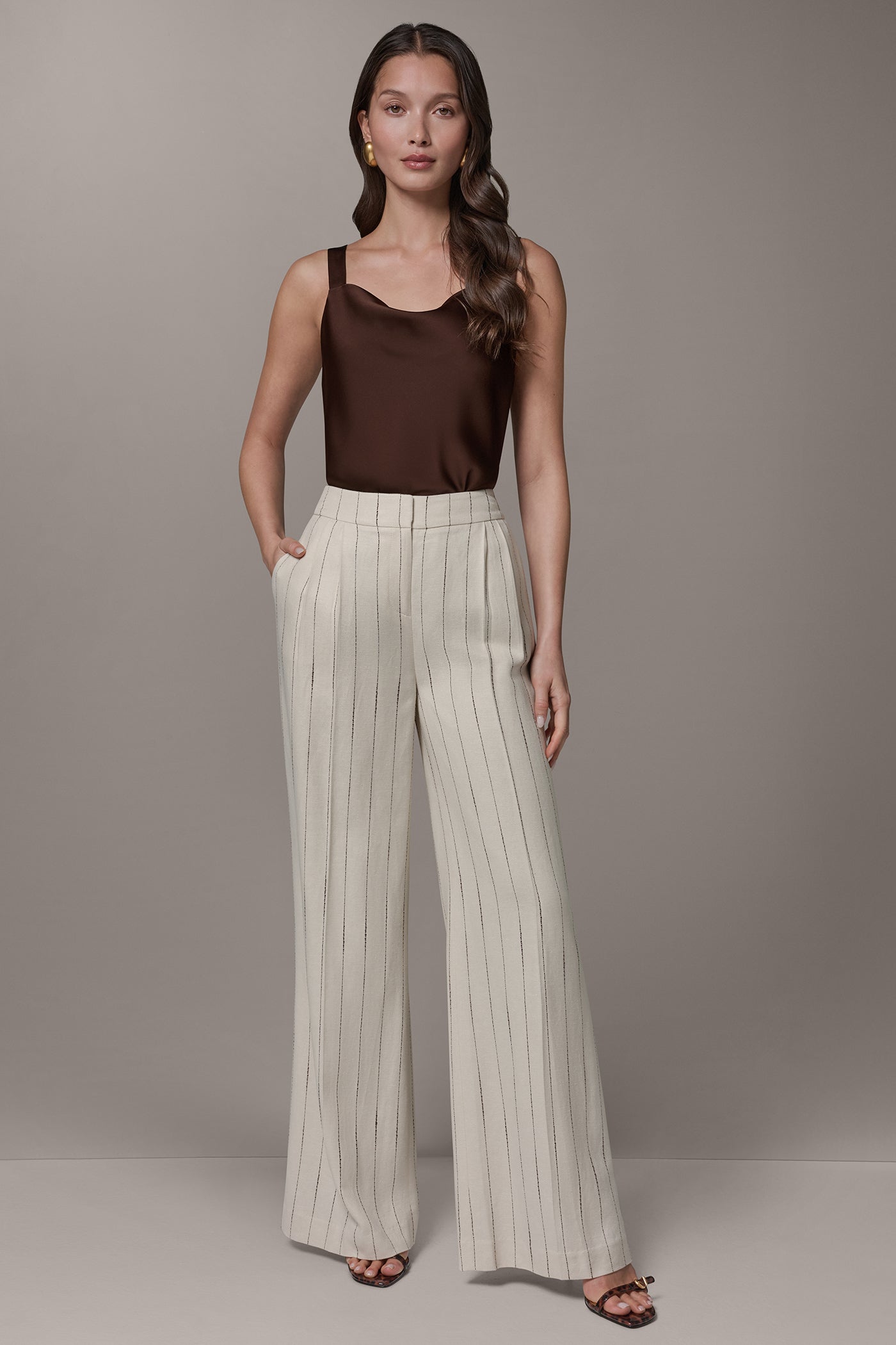HIGH-WAISTED LINEN WIDE-LEG PANT VIEW 5