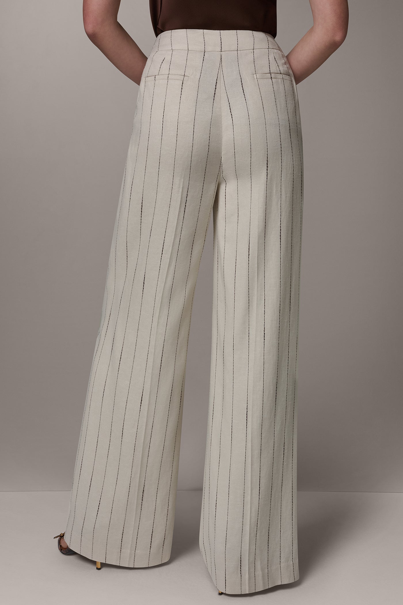HIGH-WAISTED LINEN WIDE-LEG PANT VIEW 3