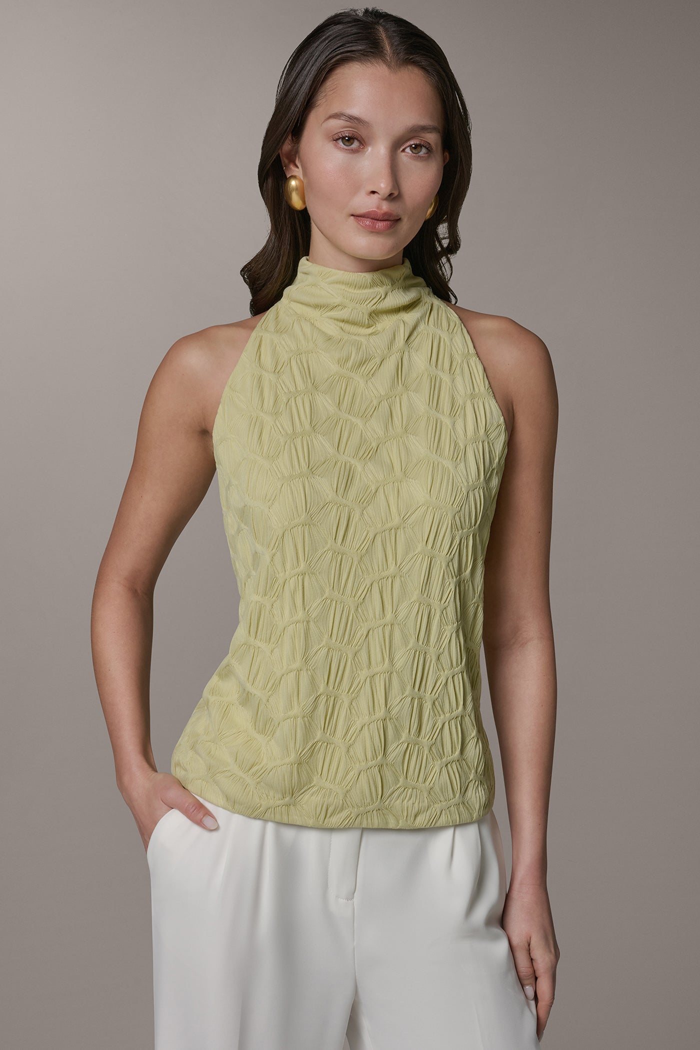 SLEEVELESS MOCK NECK BLOUSE VIEW 1