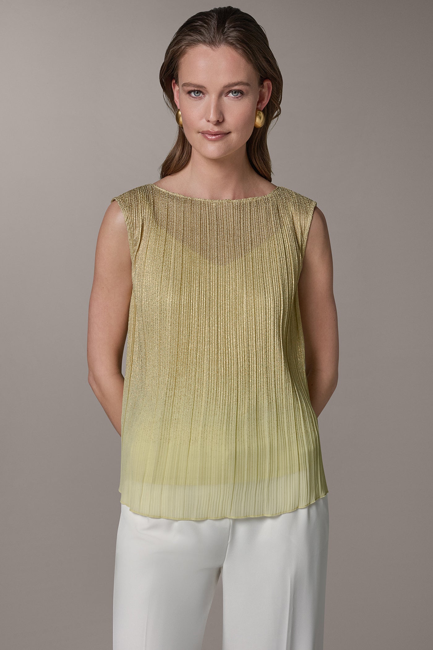 PLEATED BOAT NECK TOP | View 1 | New clothing