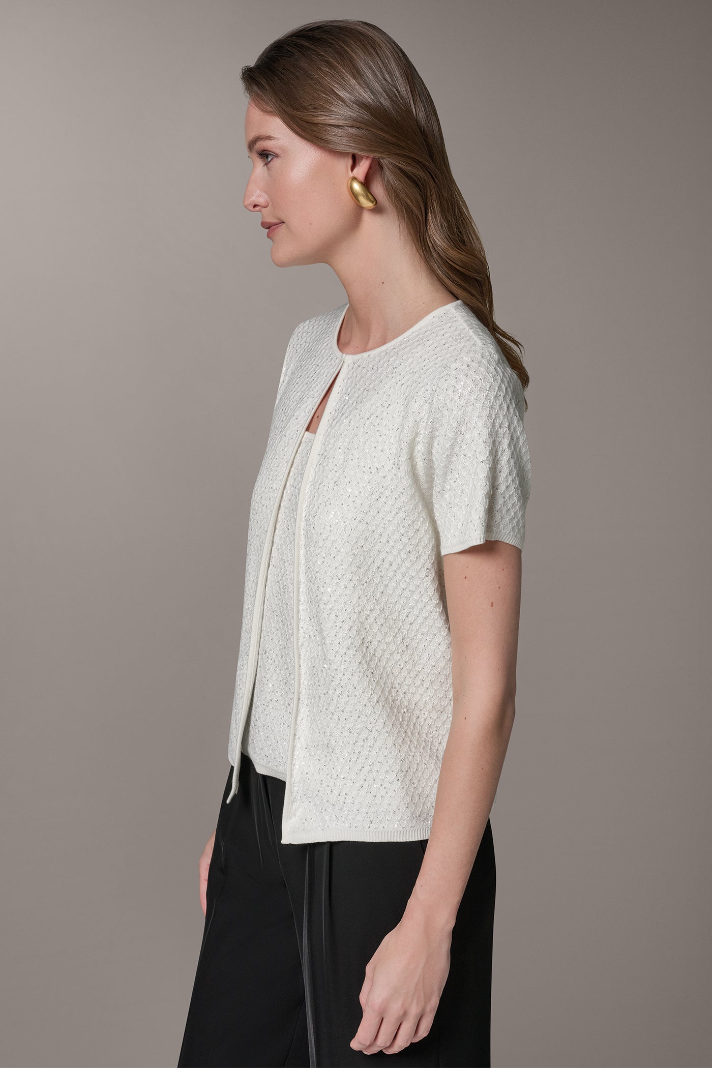 SHORT SLEEVE SEQUIN CARDIGAN VIEW 3 | New clothing