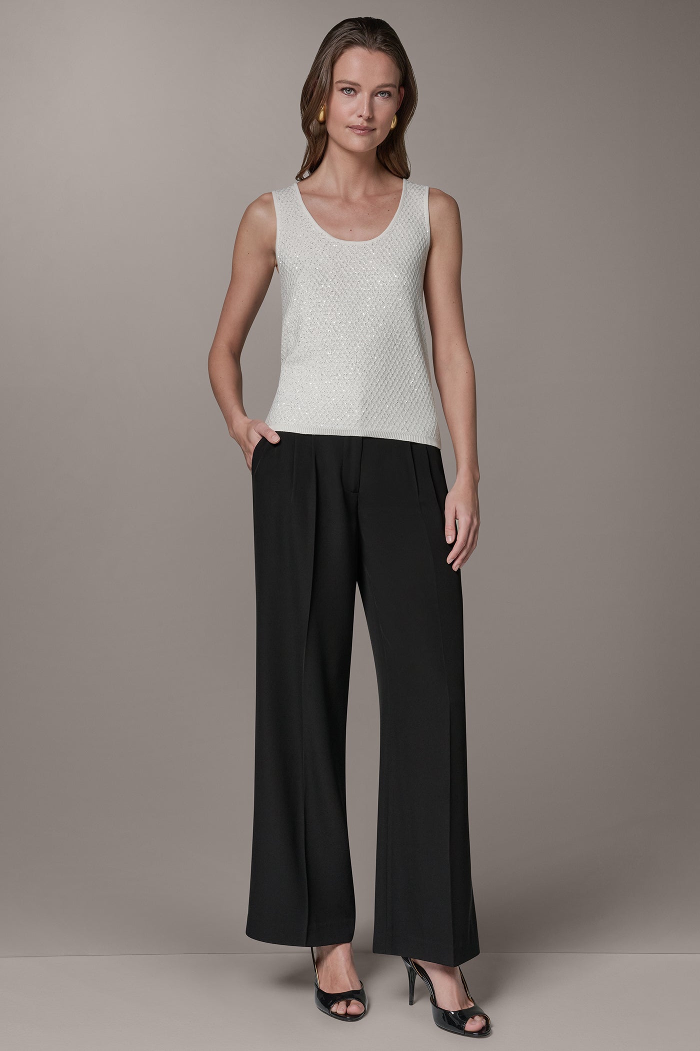 SLEEVELESS SEQUIN SWEATER CAMI VIEW 6 | Tops