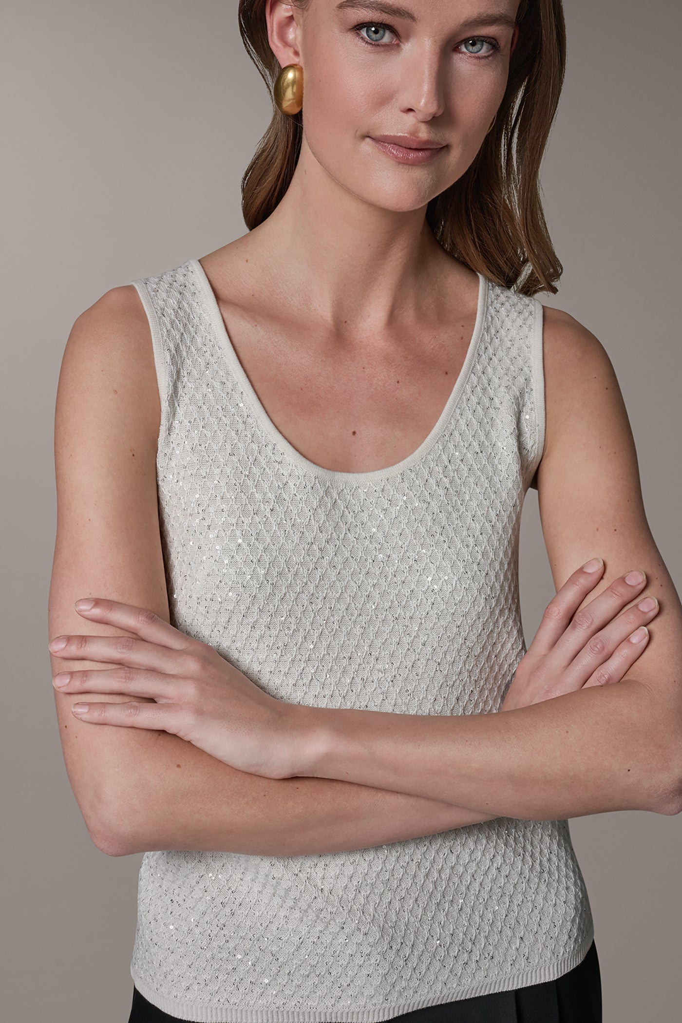 SLEEVELESS SEQUIN SWEATER CAMI VIEW 4 | Tops