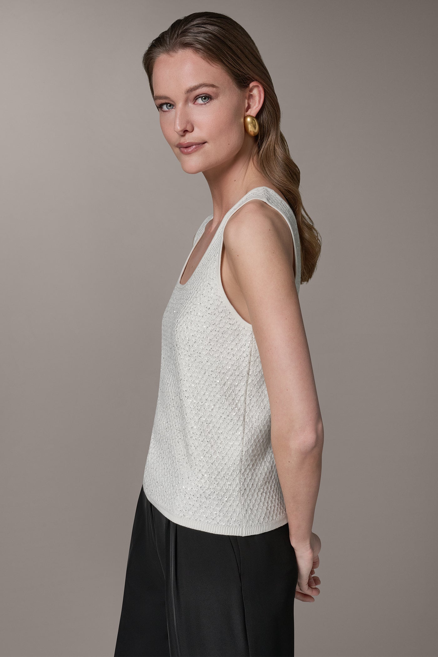 SLEEVELESS SEQUIN SWEATER CAMI VIEW 3 | Tops