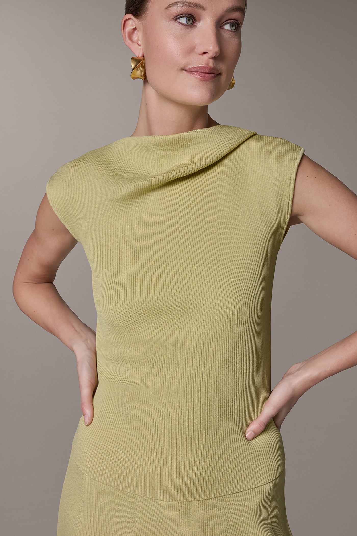 SLEEVELESS ASYMMETRIC BOATNECK SWEATER (alternate view)