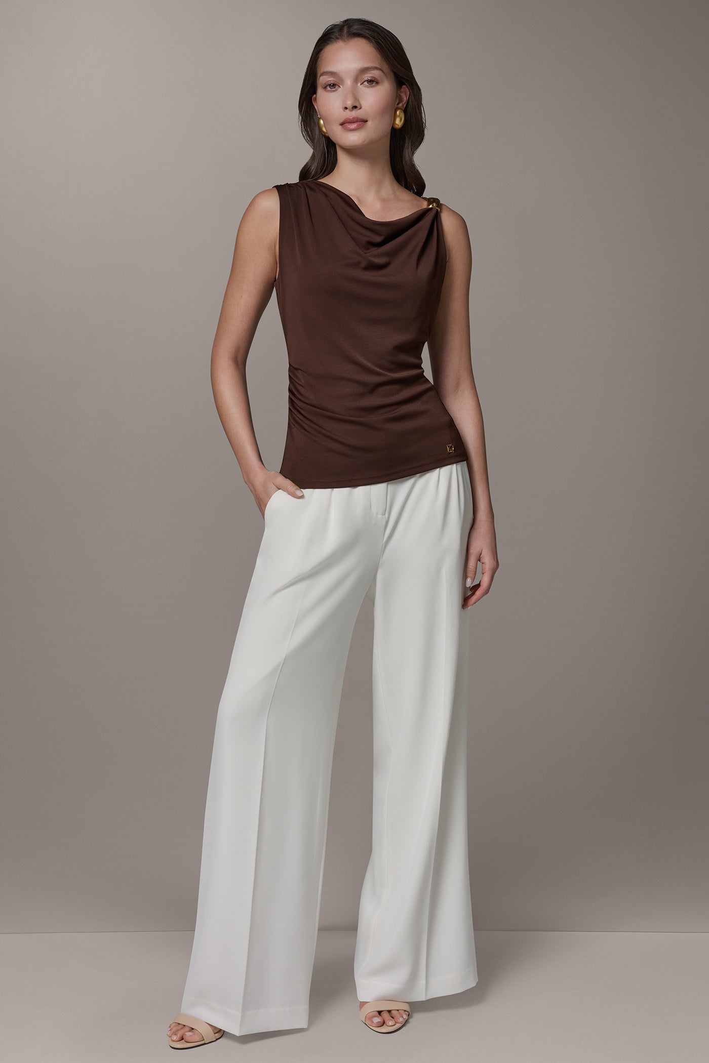 SLEEVELESS COWL-NECK TOP VIEW 8 | Tops