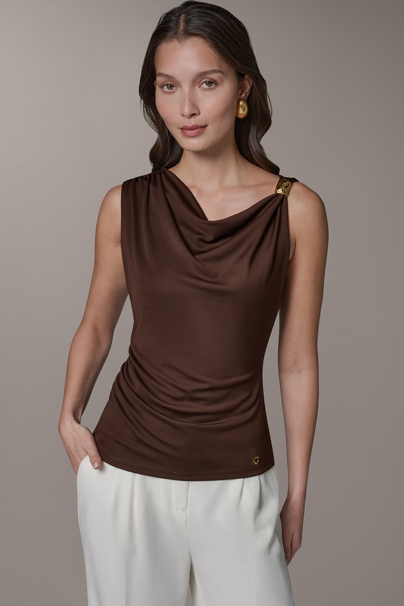 SLEEVELESS COWL-NECK TOP | View 1 | Tops