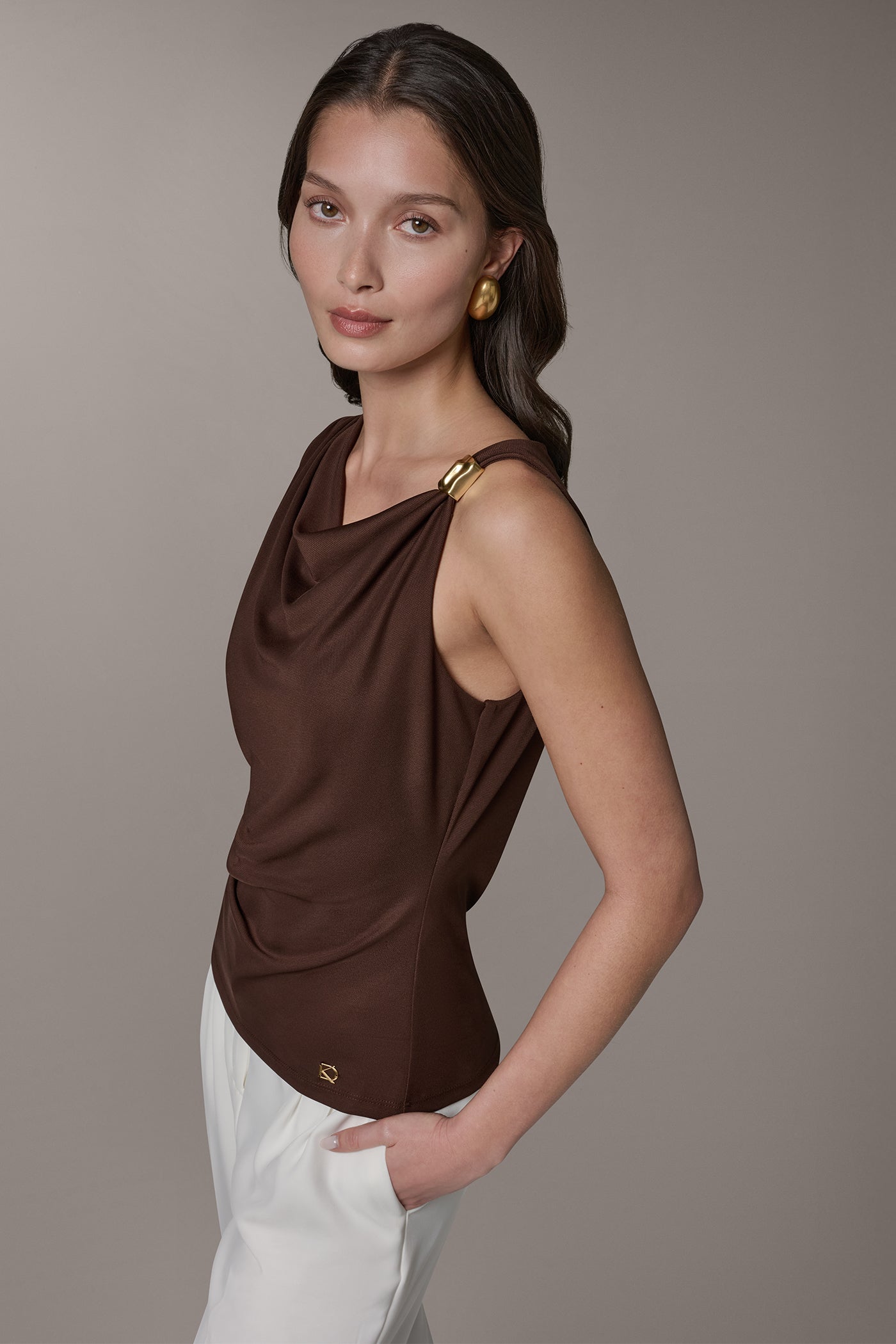 SLEEVELESS COWL-NECK TOP | View 2 | Tops