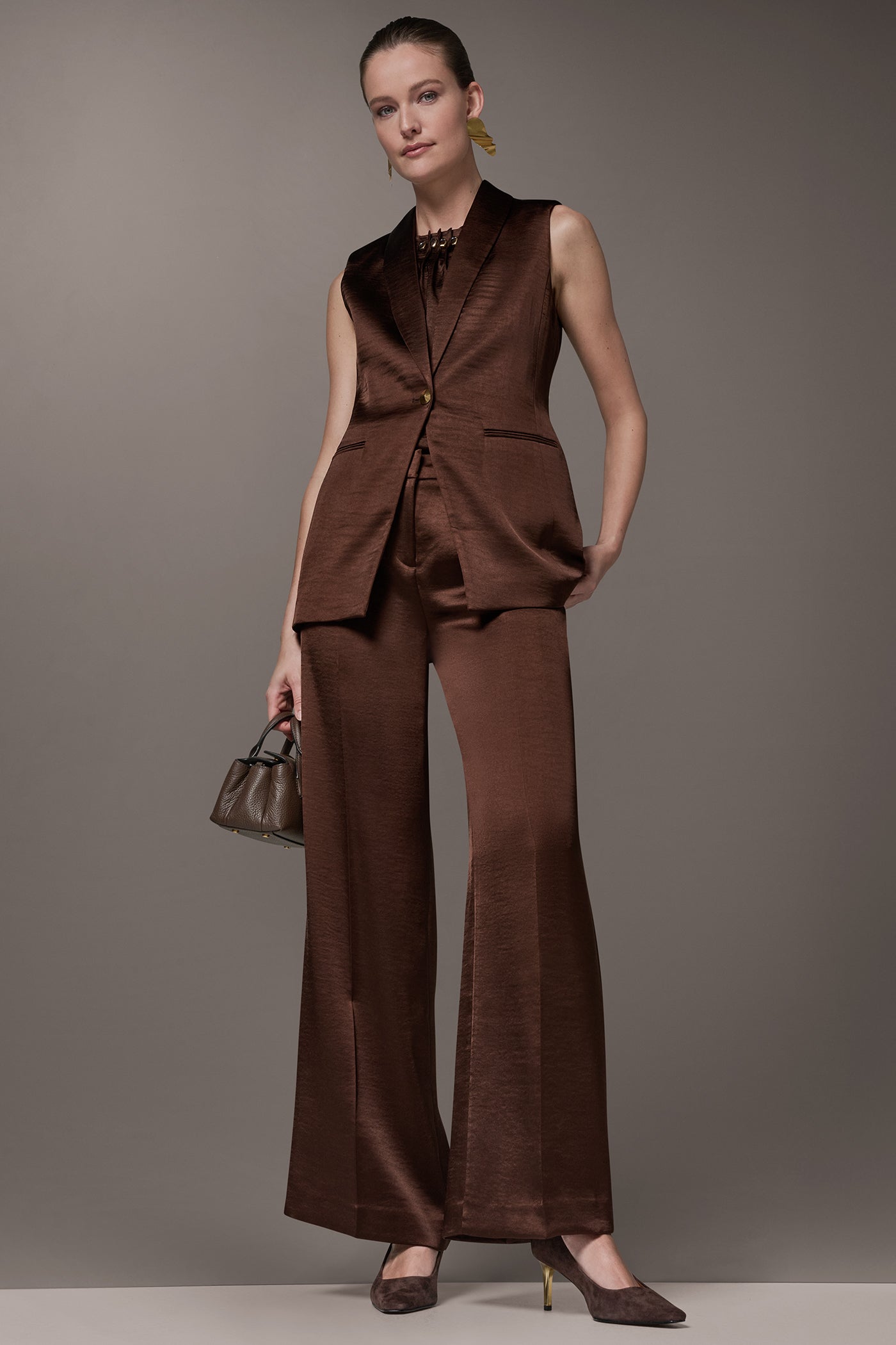 CHARMEUSE ONE-BUTTON VEST VIEW 9 | Suits and Separates