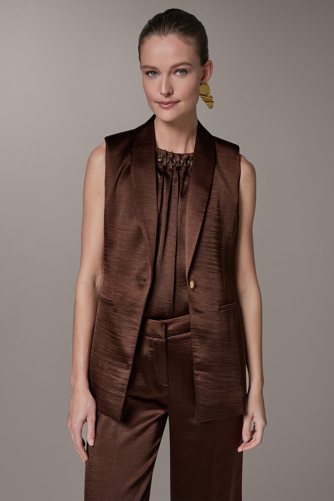 CHARMEUSE ONE-BUTTON VEST VIEW 6 | Suits and Separates