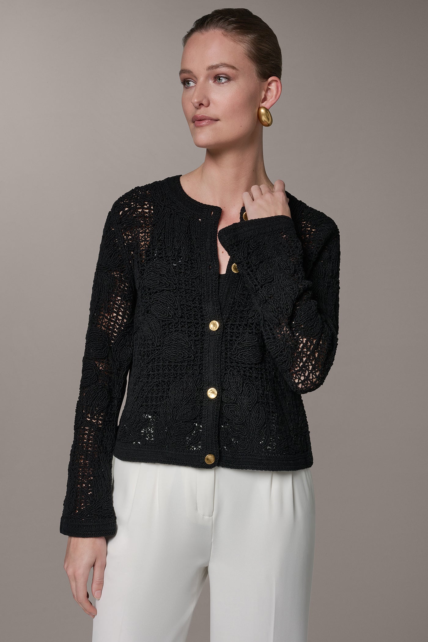 CROCHET BUTTON FRONT JACKET
