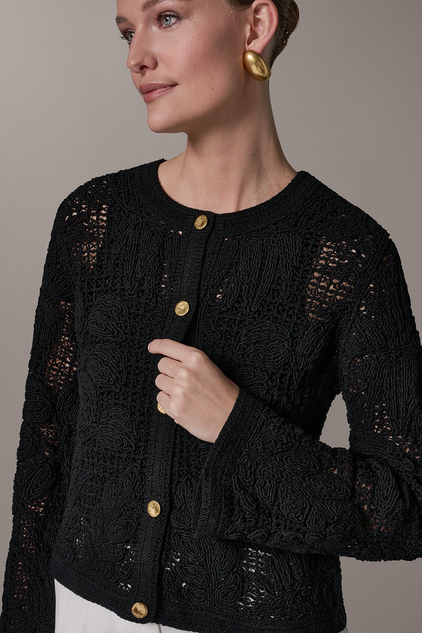 CROCHET BUTTON FRONT JACKET (alternate view)