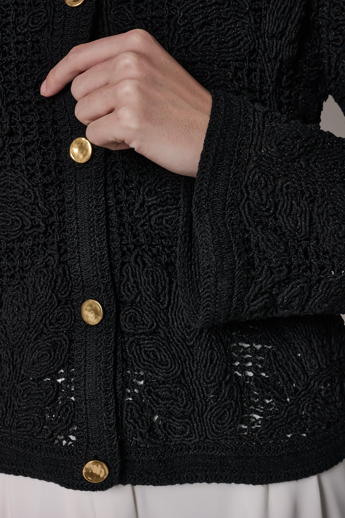 CROCHET BUTTON FRONT JACKET VIEW 5 | Blazers & Vests