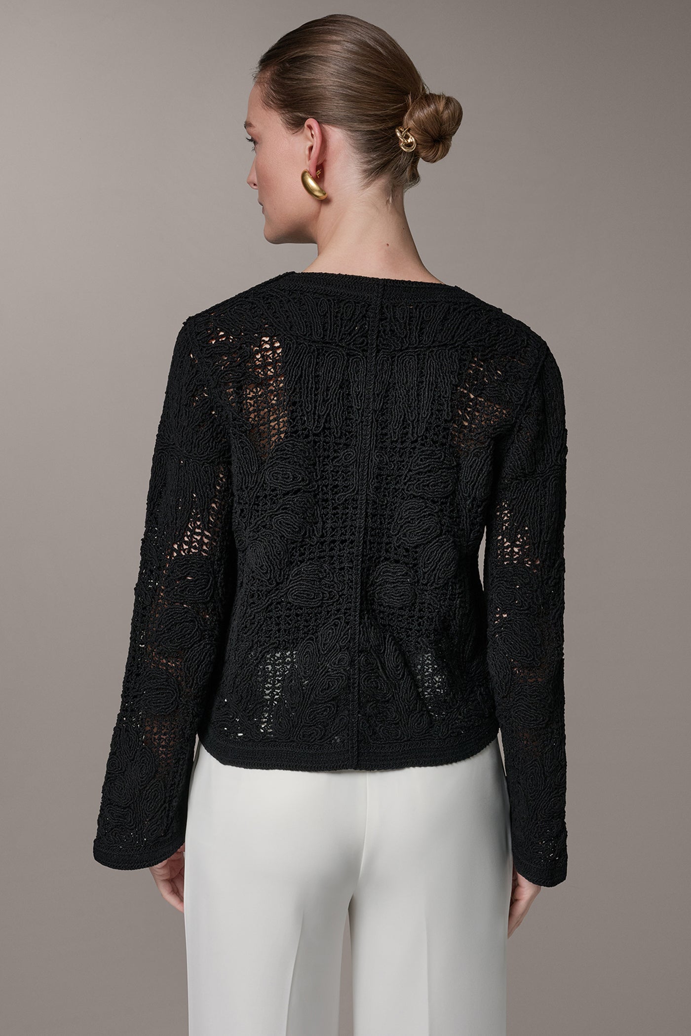 CROCHET BUTTON FRONT JACKET VIEW 3 | Blazers & Vests