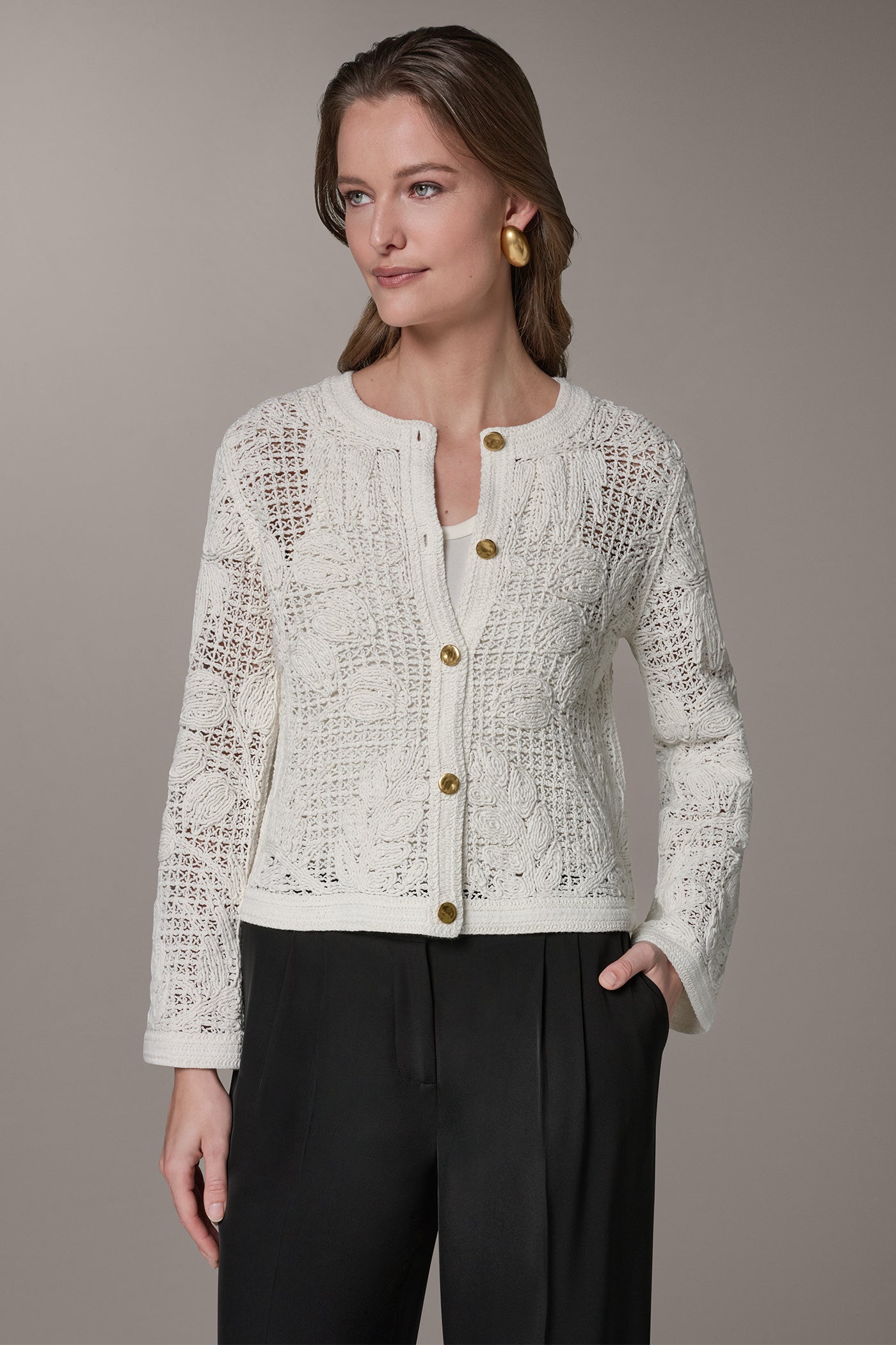 CROCHET BUTTON FRONT JACKET
