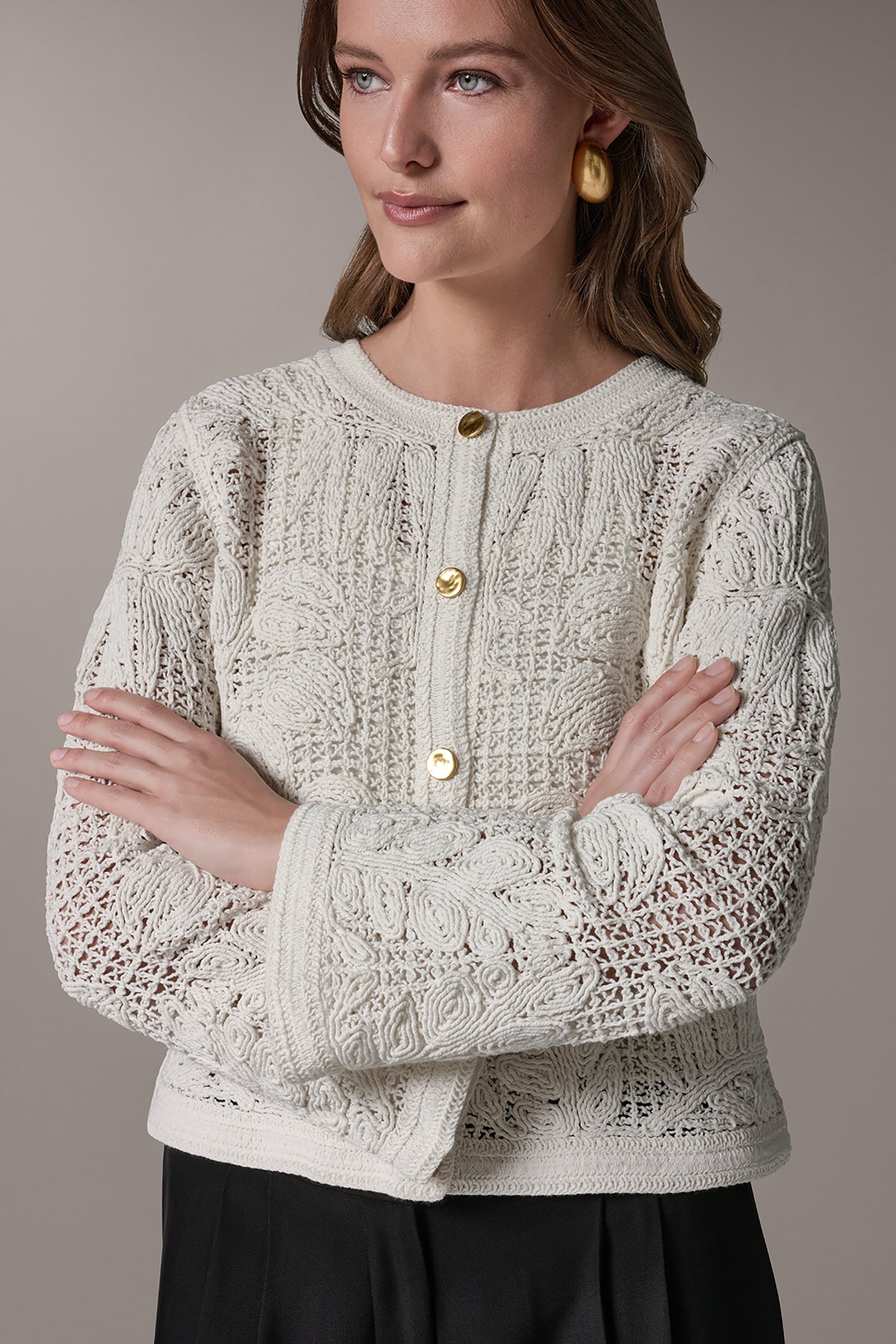 CROCHET BUTTON FRONT JACKET (alternate view)