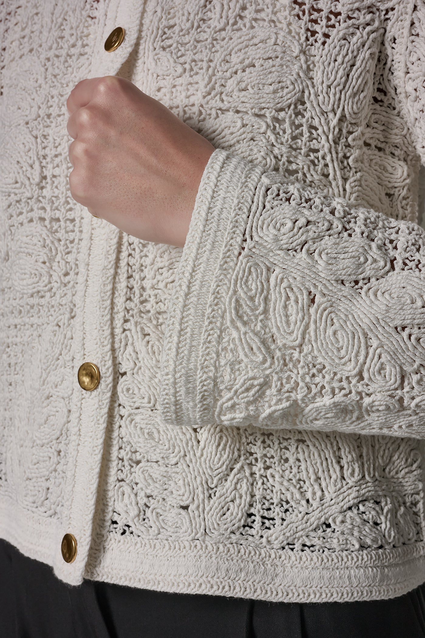 CROCHET BUTTON FRONT JACKET VIEW 6 | Blazers & Vests